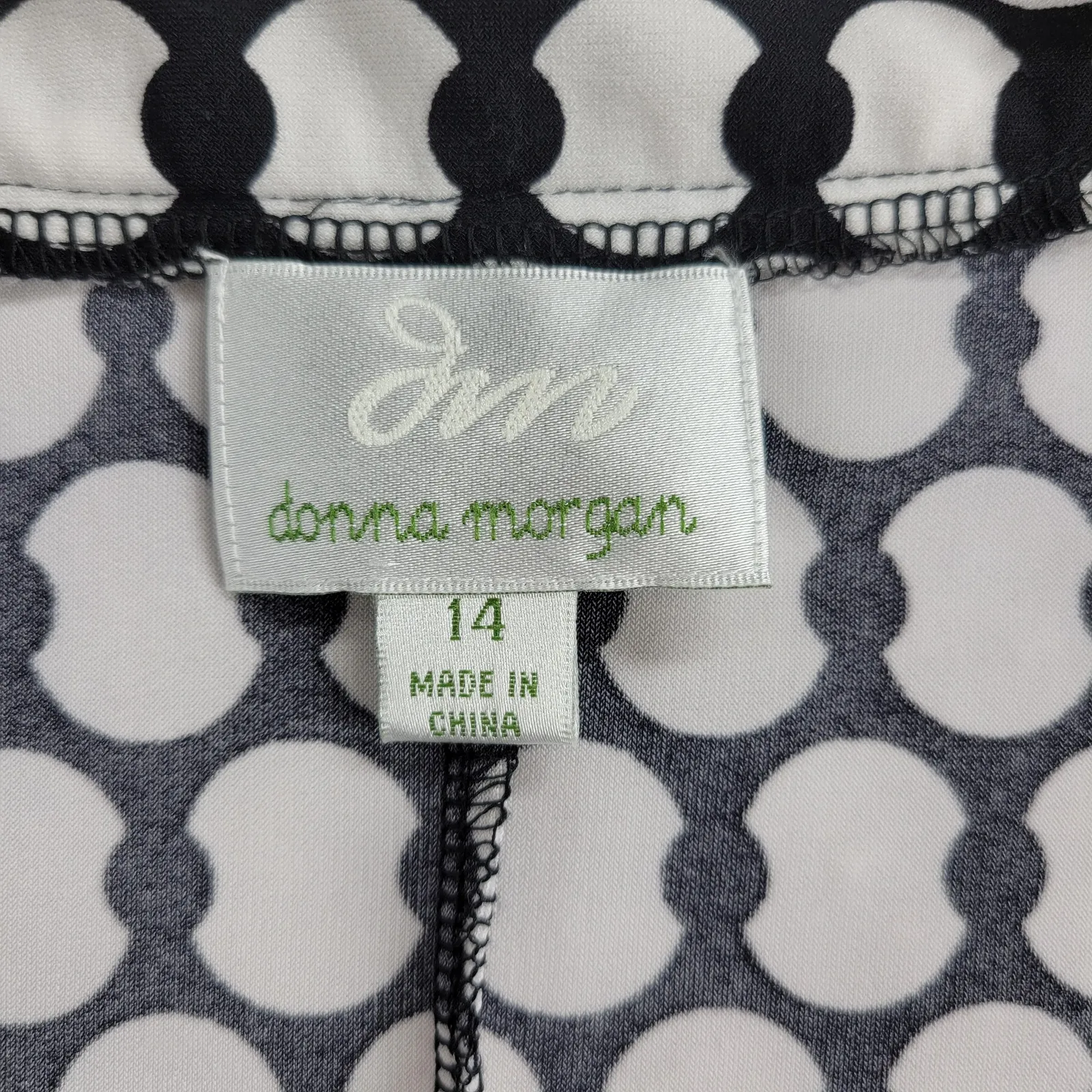 Donna Morgan Womens Sheath Dress‎ 14 Black White Bedazzled Geometric 3/4 Sleeve - Image 9