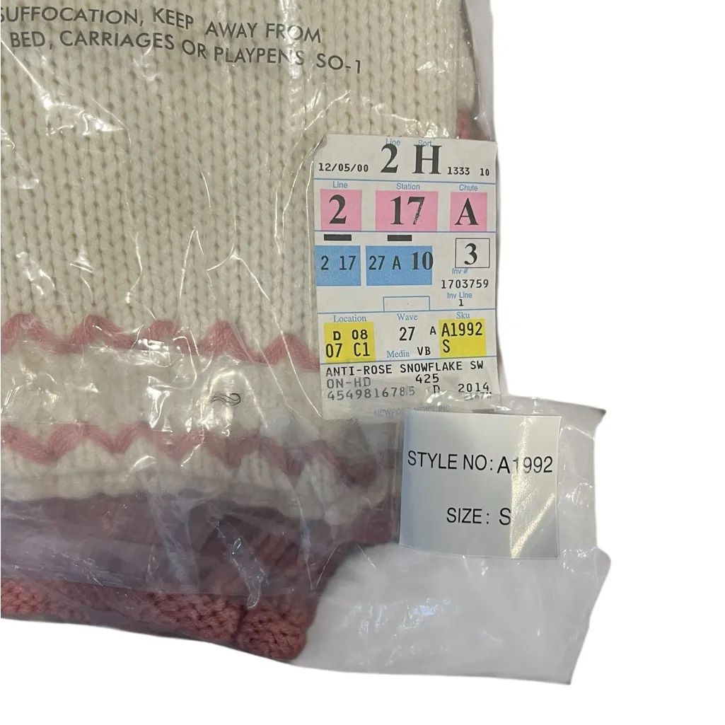 NEW Vintage Newport News Turtleneck Sweater Ivory Peony Pink Oversized Small - Image 13