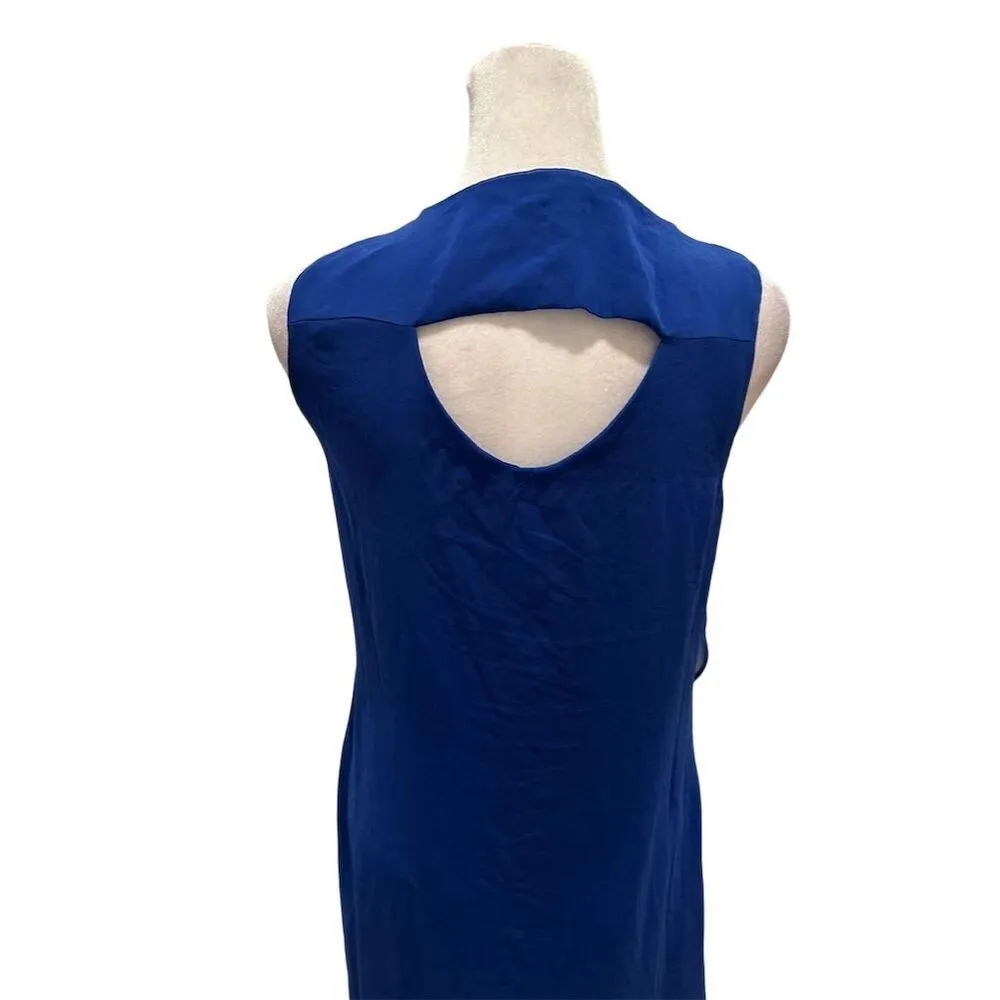 INC Women's Blue Ruffled V-Neck Hi-Low Sleeveless Party Dress S - Image 4