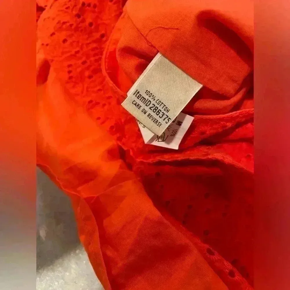 L.L. Bean Favorite Fit Cotton Lace Eyelet Mini Skirt Lined Size 12 Orange - Image 9