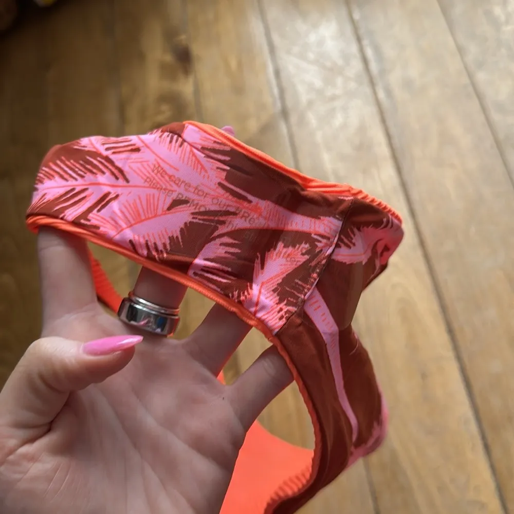 Maagi High Leg Bikini Bottom Ribbed Vibrant Orange/Palm Print NWOT XS - Image 6