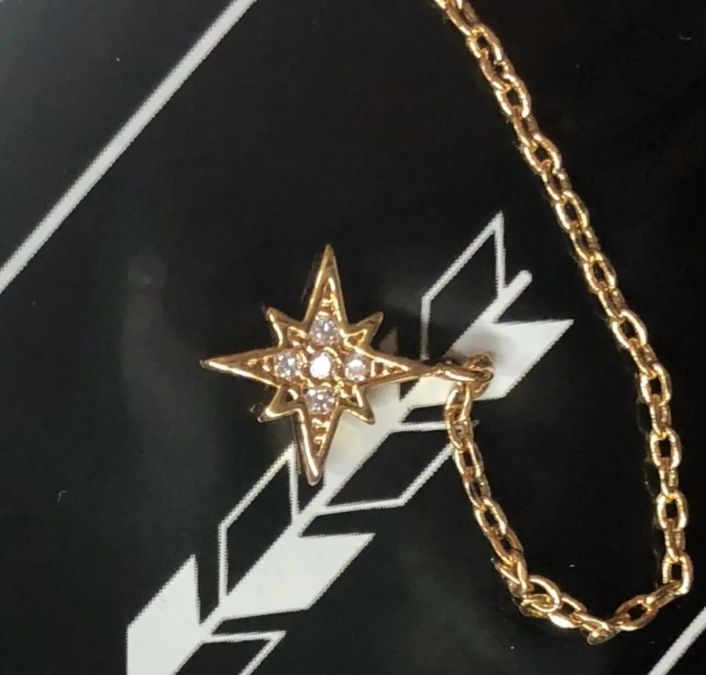 Boutique 18K Gold Dipped Moon Star CZ Lariat Necklace - Image 7