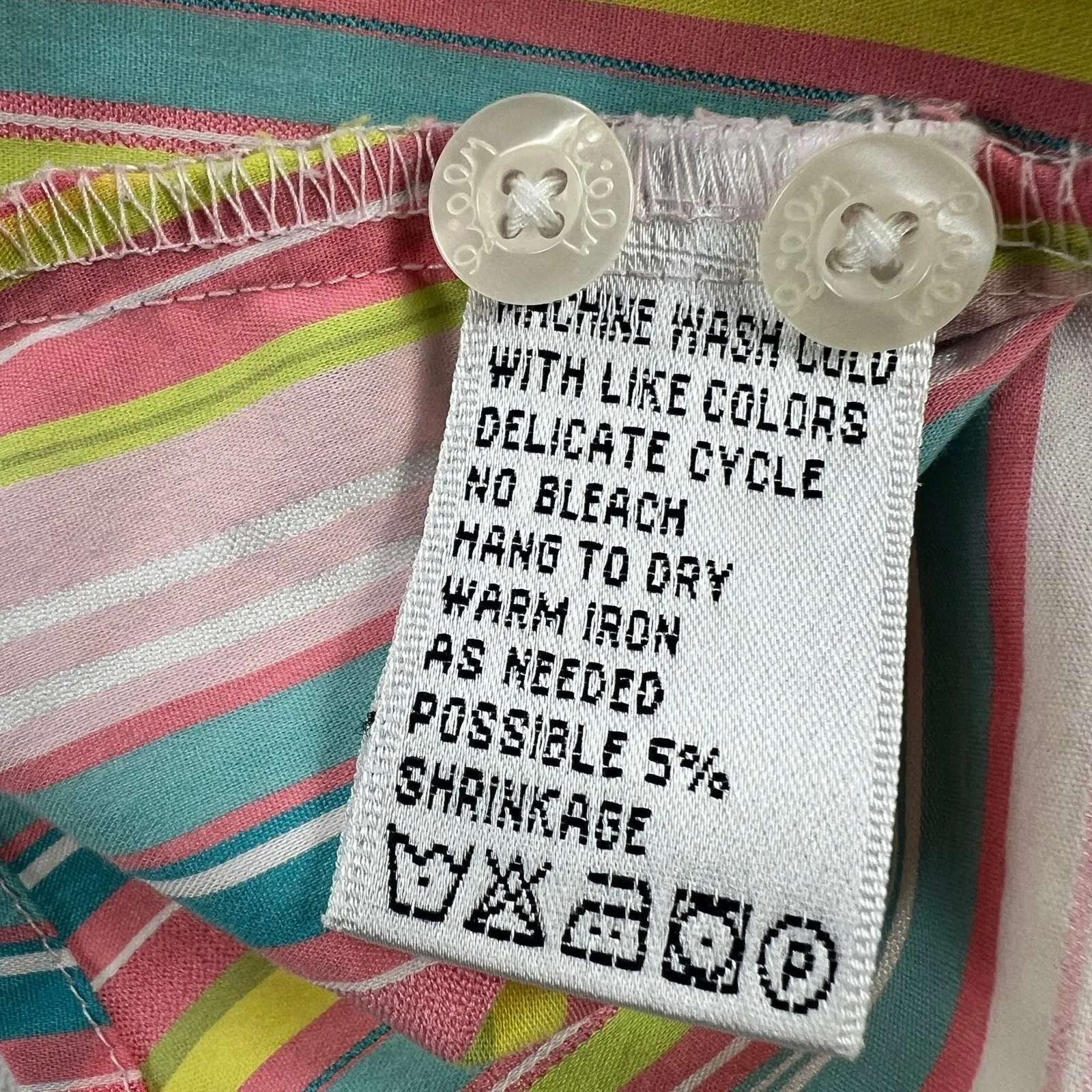 Lilly Pulitzer Multicolor Striped Button Up Shirt Embroidered Logo Size 8 - Image 11