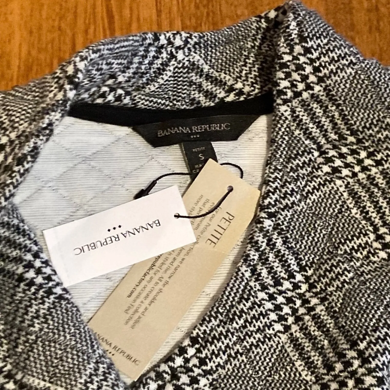 Banana Republic Factory Womens SP Grey Plaid Quilted Crop Moto Jacket Academia - Image 7