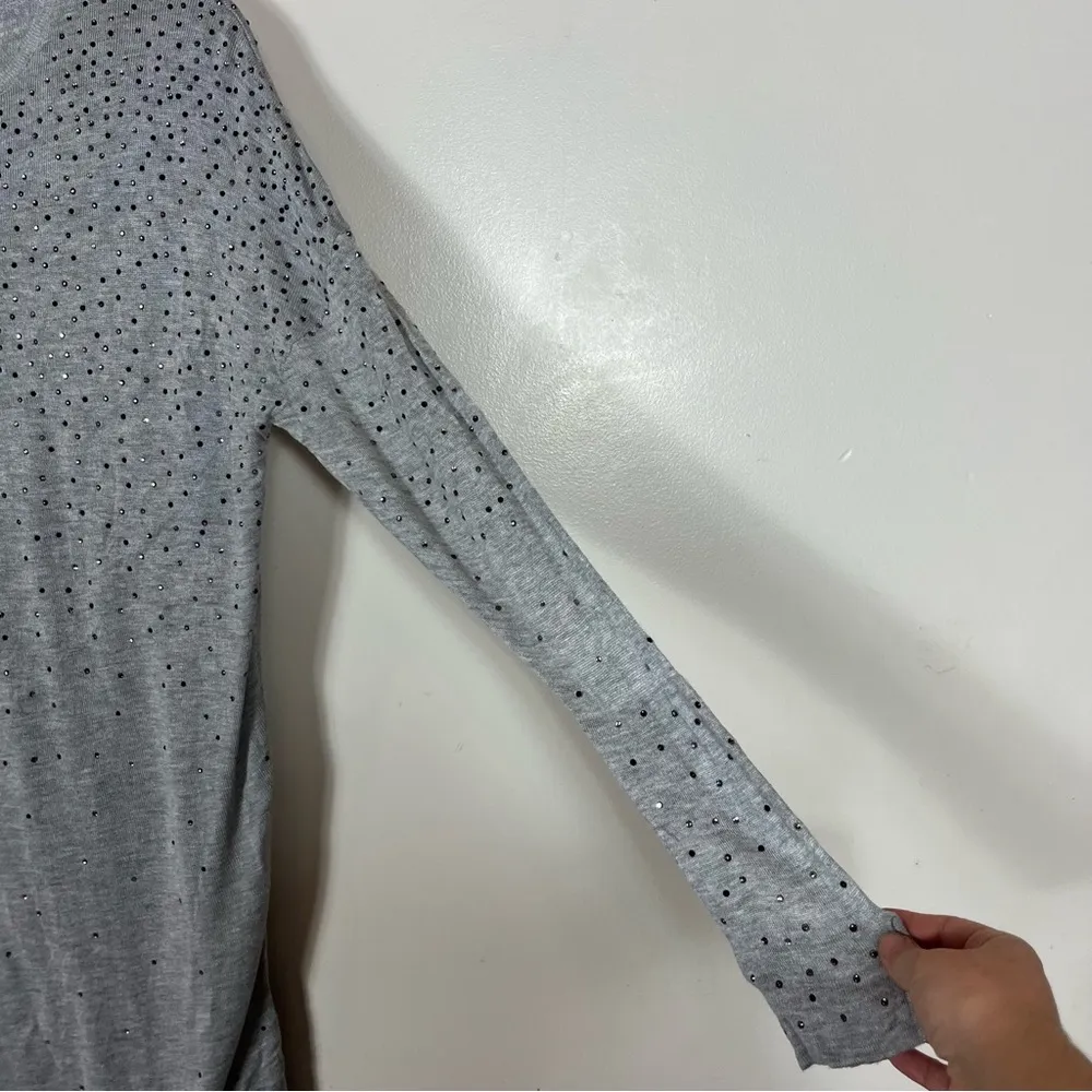 Hoss Intropia Spain Rhinestone Midi Dress Large Lightweight Neutral Sparkle Gray - Image 6