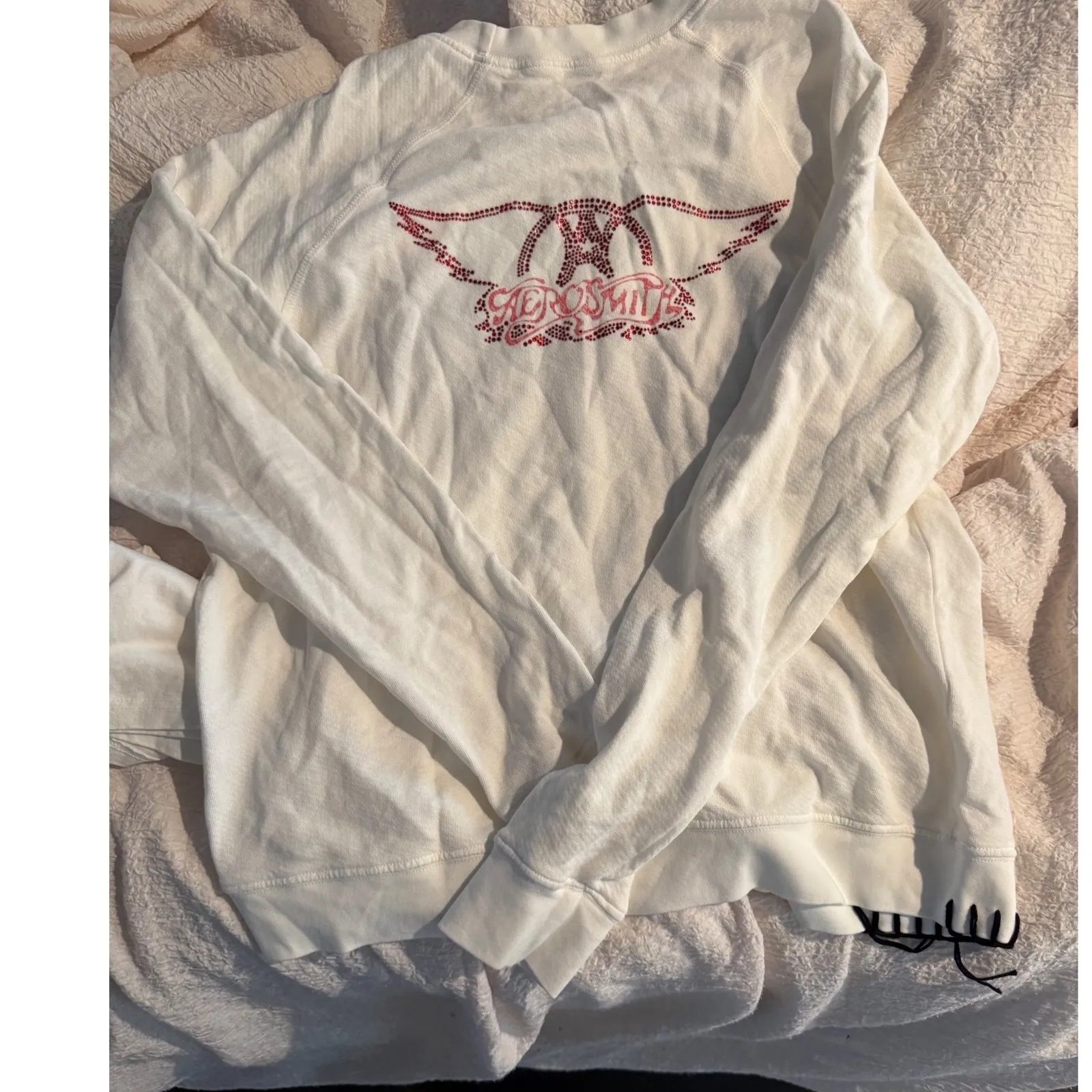 Lauren Moshi Vintage Aerosmith Band Graphic Sweatshirt Cream Medium - Image 2