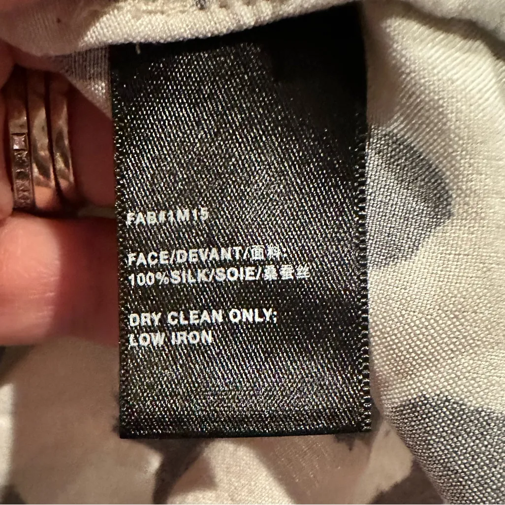 Lafayette 148 Scottie Silk Animal Print Leopard Black Cream White Blue Blouse M Size M - Image 8