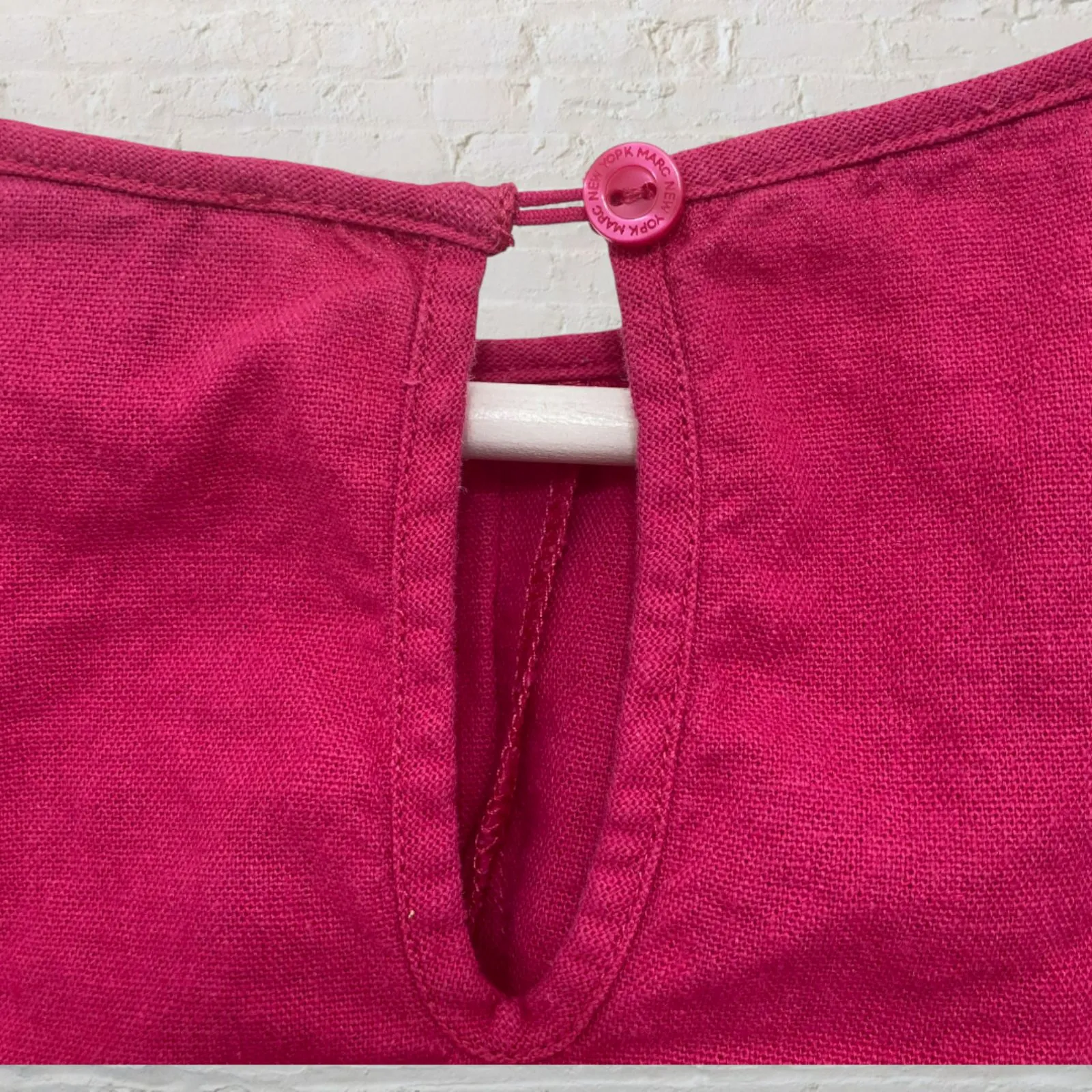 Marc New York Linen Cropped Top Size  M Hot Pink Puff Sleeve - Image 7