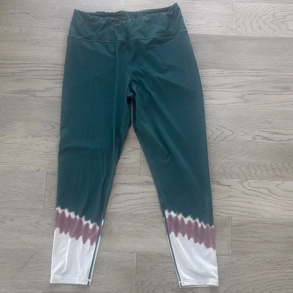 Maurices Tie Dye Luxe Leggings Light Green White Mauve Large - Image 2