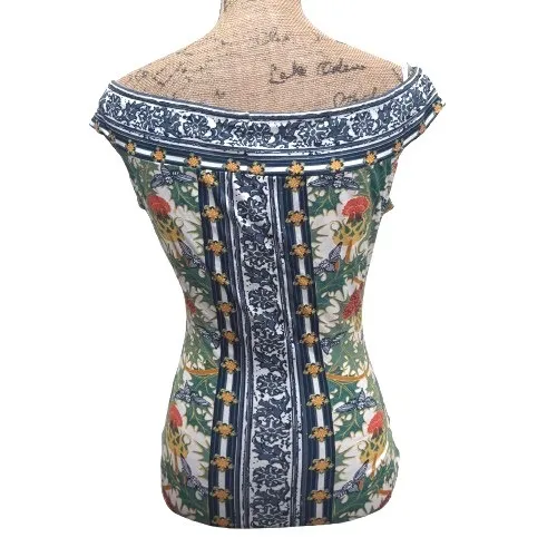 Chelsea‎ & Violet Off Shoulder Printed Bodysuit Euro Summer Grecian Size XL - Image 2