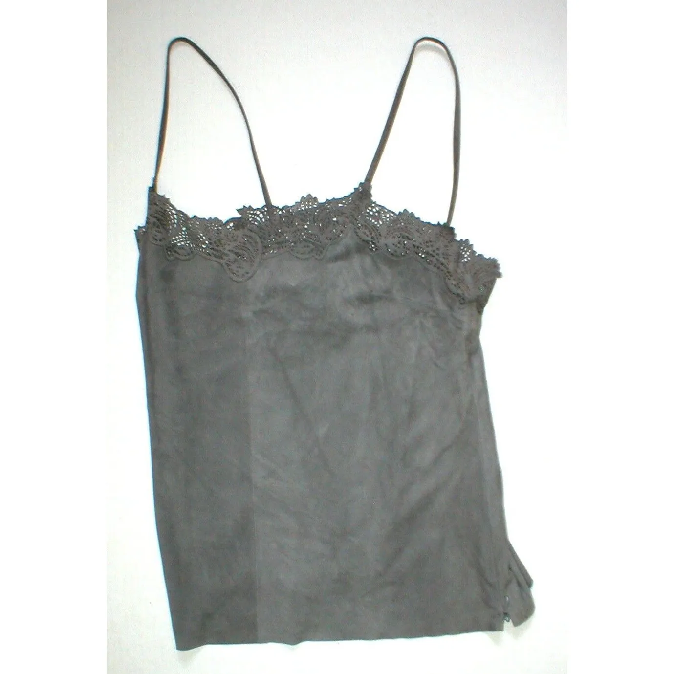Womens New Ralph Lauren $398 NWT Gray Leather Suede Lace Tank Top Cami Nice 10 - Image 4