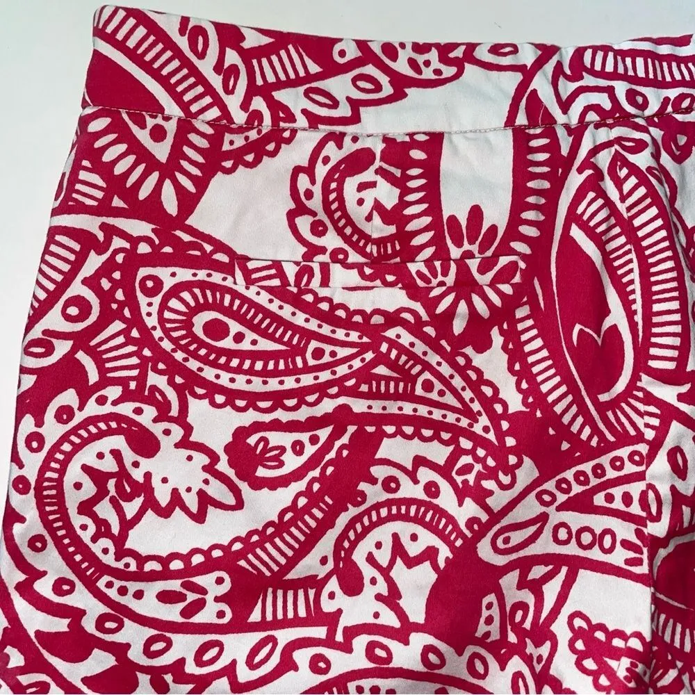Telluride Chino Shorts Poplin Pink White Paisley Boho Cotton Size 6 - Image 6