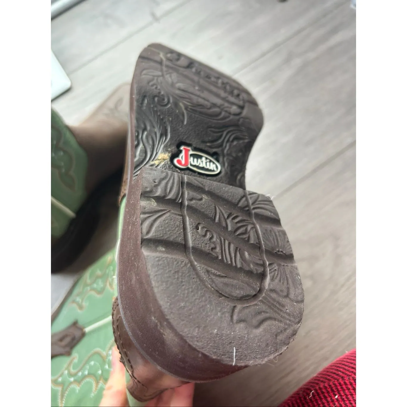 Justin Women's Raya Cowhide Gypsy Boots 12 in size 8.5B green and brown - Image 5