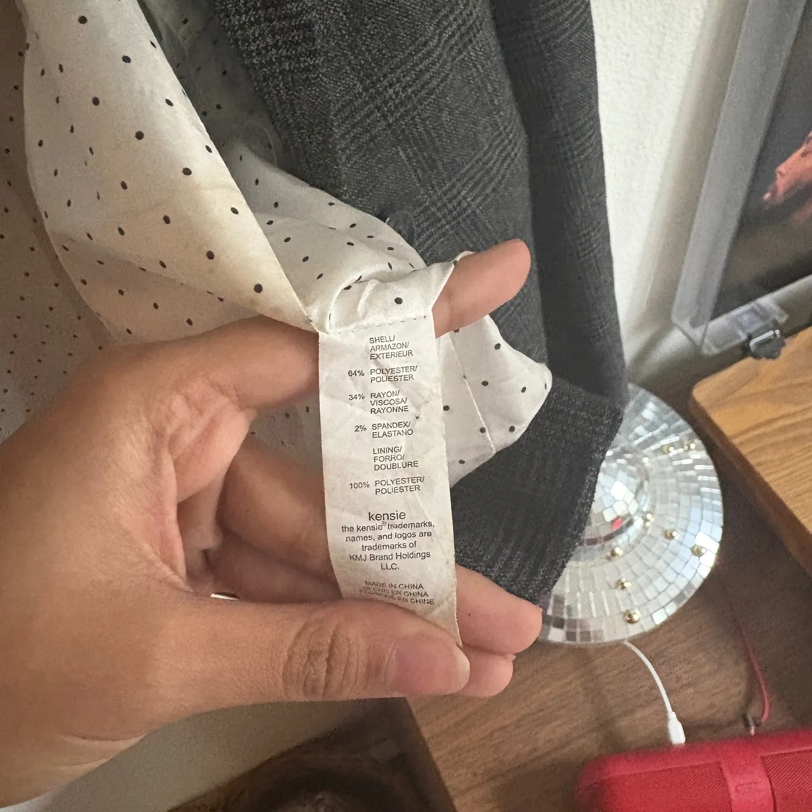 Kensie‎ Women's Gray Plaid Blazer Jacket XL Button Front - Image 7