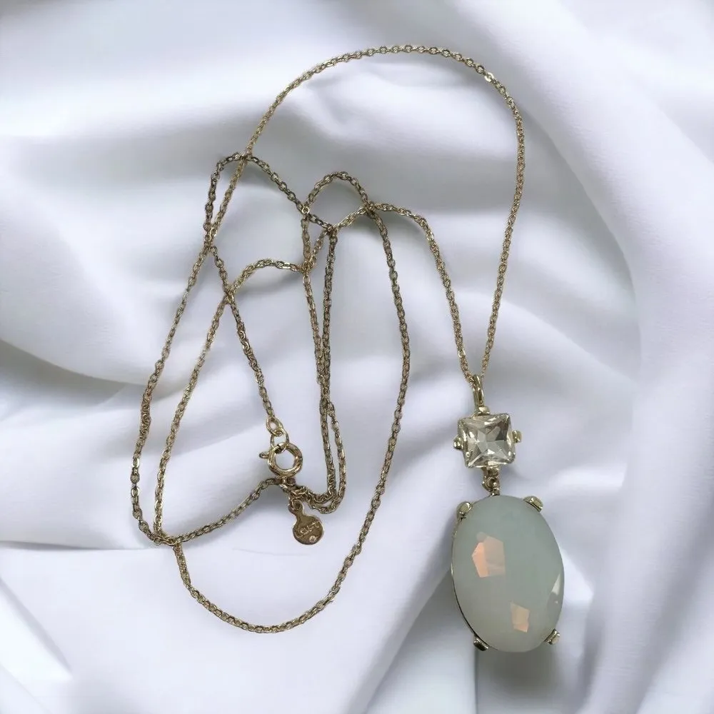 LOFT Romantic Faux Opal Faceted Stone Gold Pendant Necklace - Image 2