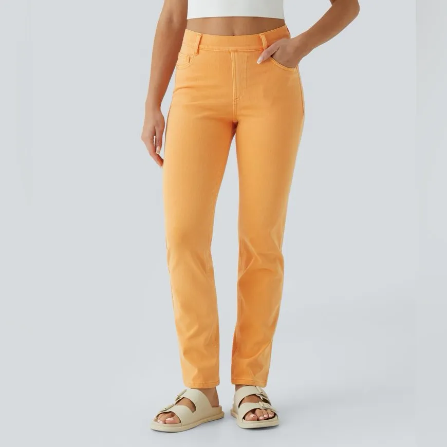 Halara NWOTFlex™ High-Waisted Straight Leg Jeans w/ Pockets – Colorful (Size M) - Image 3