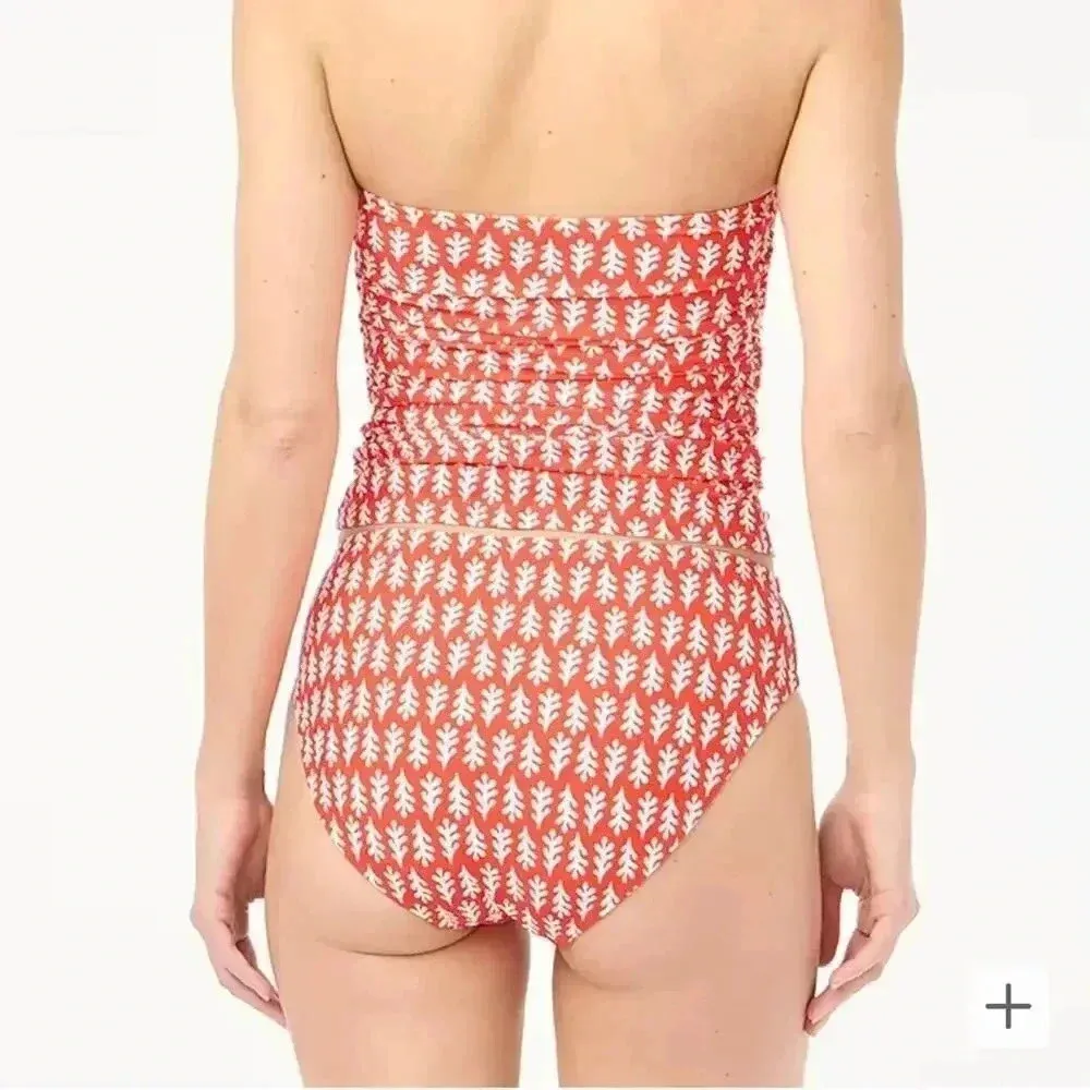 J Crew Factory Printed mid rise bikini bottom in Bohemian Red White Medium NWT - Image 3