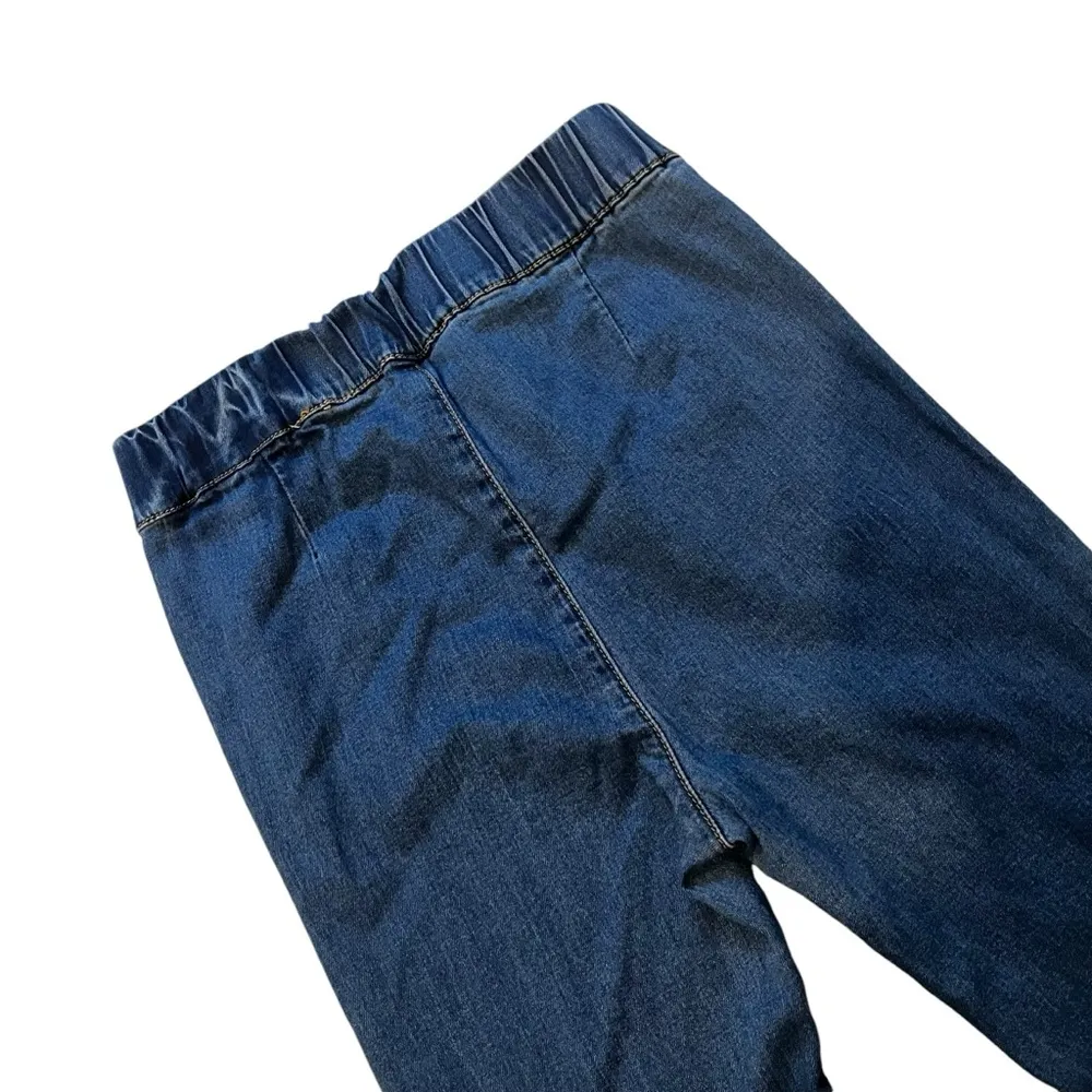 Blue Blush Elastic High Waist Flared Fringe Hem Jeans - Image 11