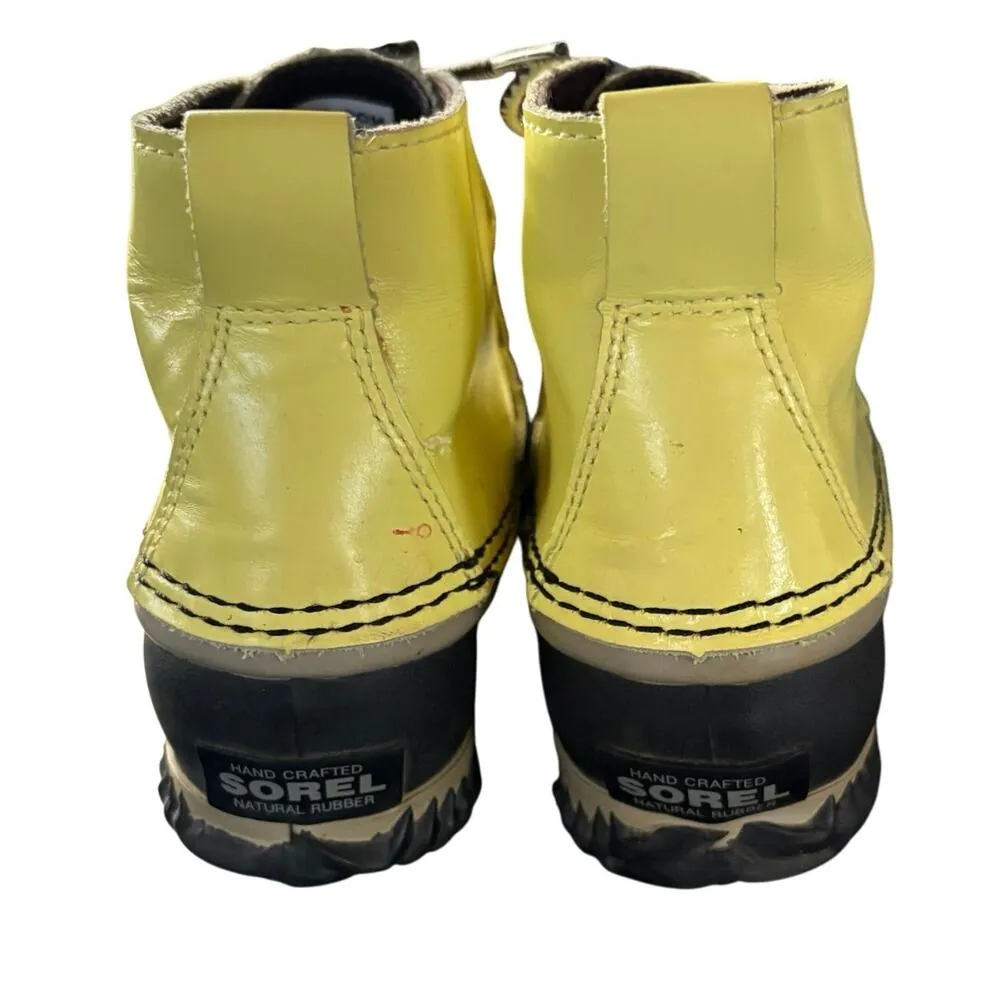 Sorel Yellow Weatherproof Rain Duck Boots Hiking Camping Pastel Outdoors Size 6 - Image 3