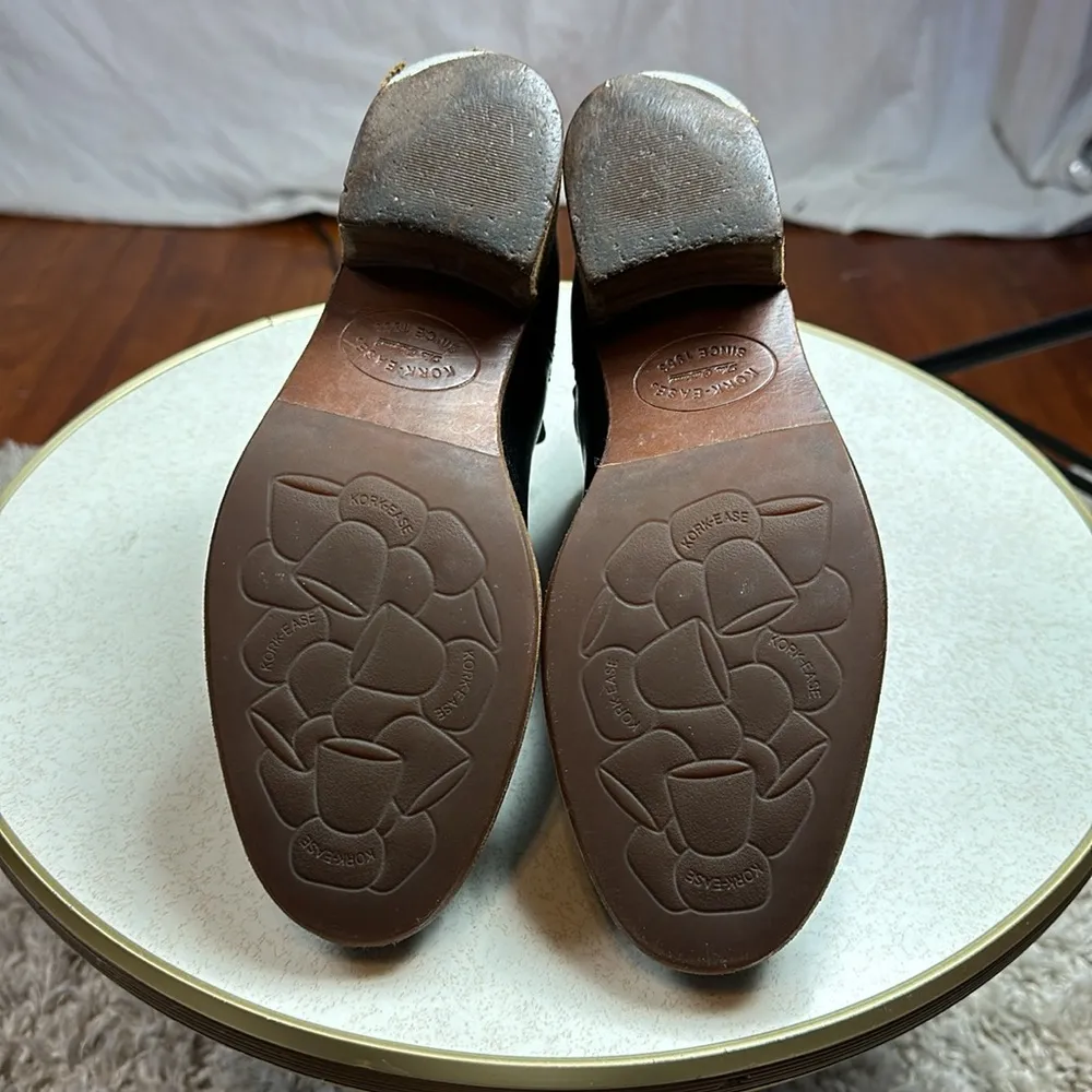 Kirk-Ease Mindo Stacked Heel 7M Black Leather Pull-on Ankle Boots Booties - Image 7