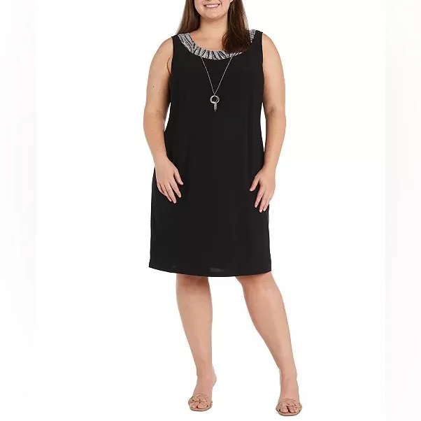 R & M Richards Plus Size 2-Pc. Zebra-Print Jacket & Necklace Dress Set Sz 16W - Image 3