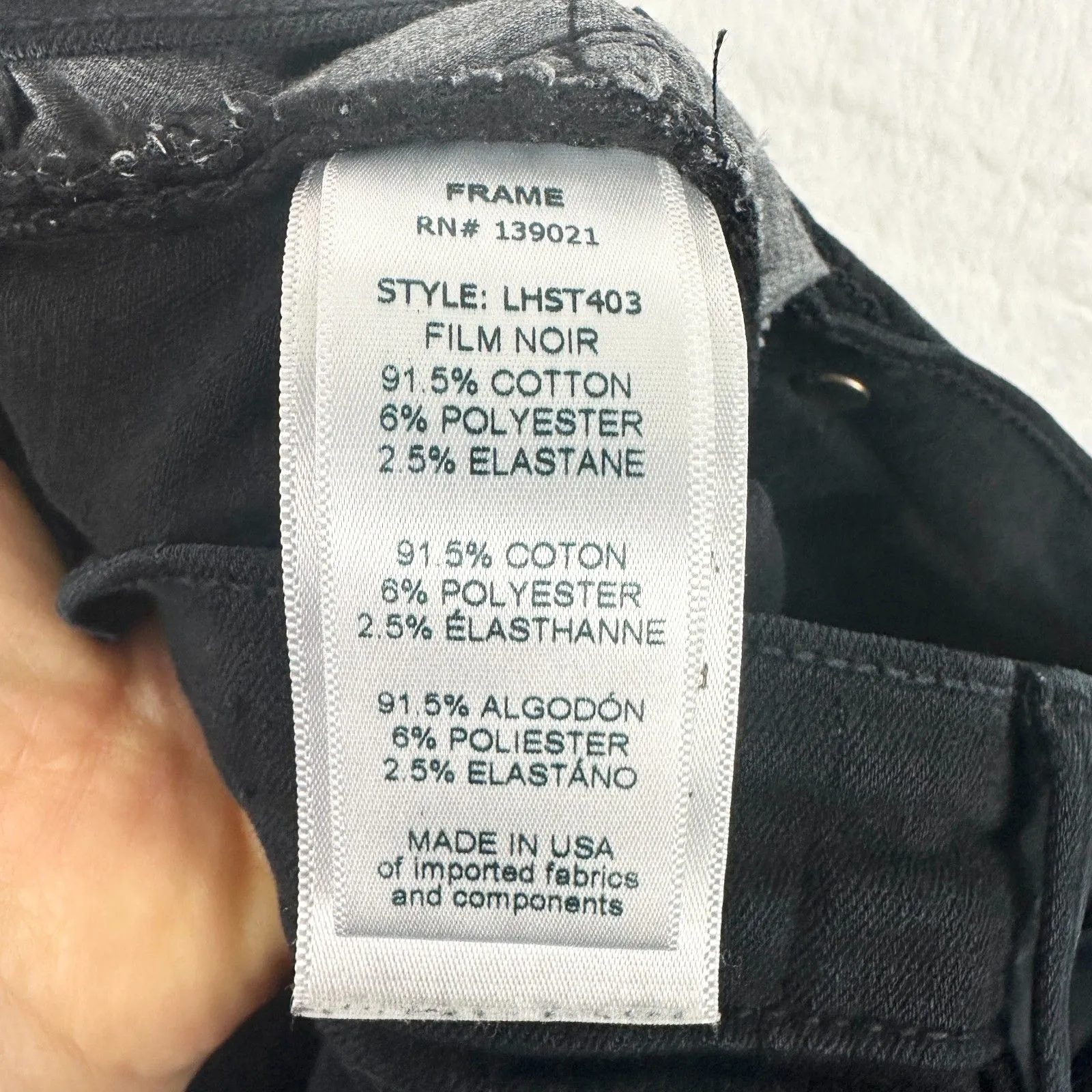 Frame Le High Straight Jeans in Film Noir Black Size 24 Stretch - Image 7