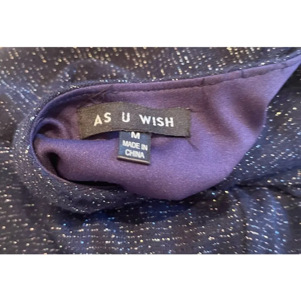 As U Wish Navy Scoop Back Skater Dress with Sparkle Thread Size Medium - Image 5