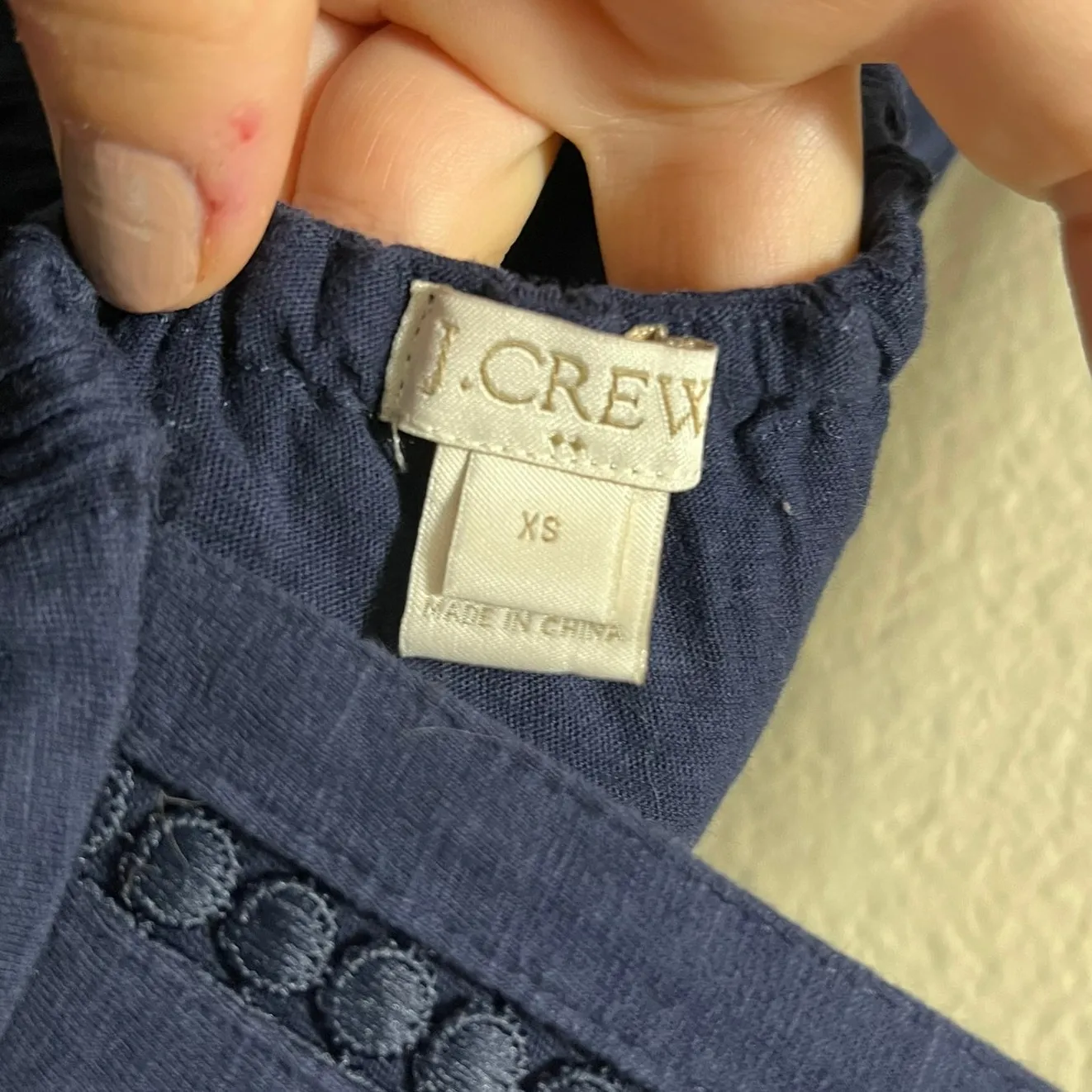 J. Crew Fringe Tank Top Navy Blue Square Neck Sleeveless Cotton Sz XS - Image 5