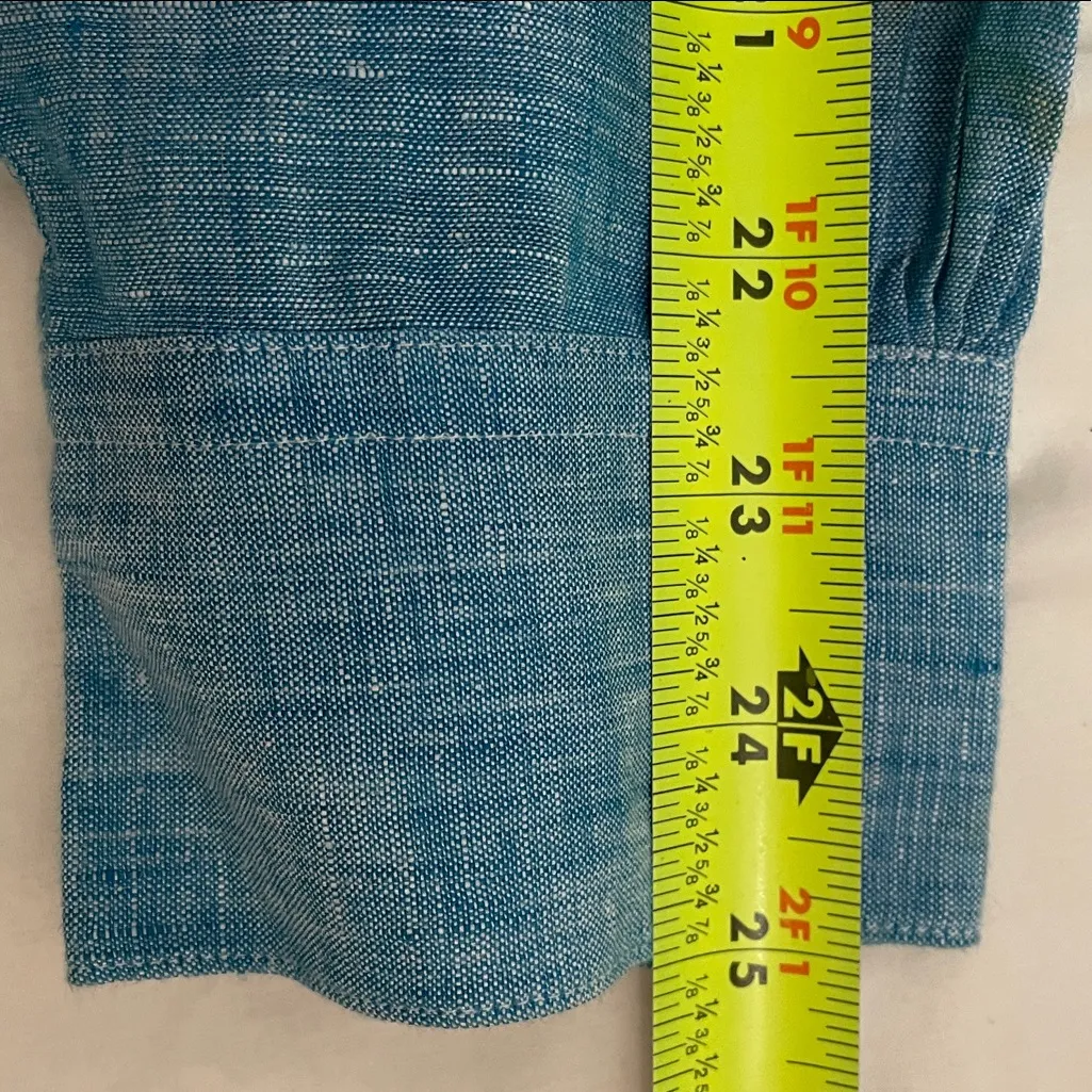 Brooks Brothers 346 Blue Linen Button Up Blouse Womens Size 14 Preppy - Image 7