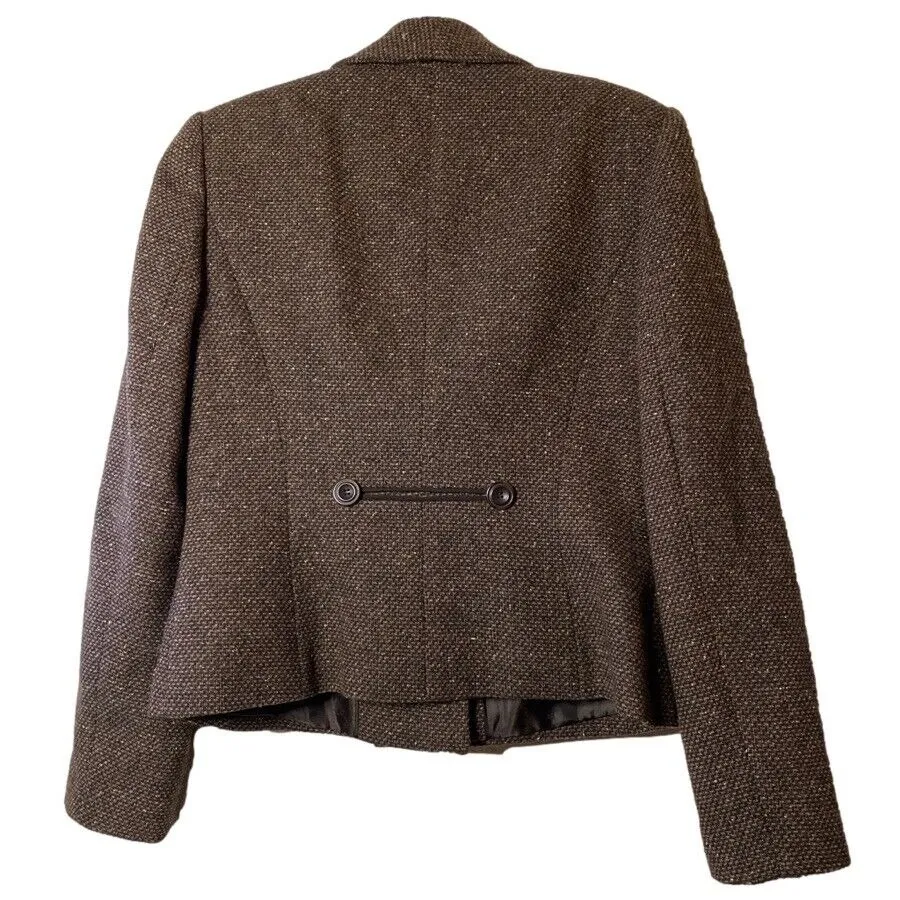 EUC Calvin Klein Brown Tweed double breasted Suit Jacket Sz 6‎ - Image 2