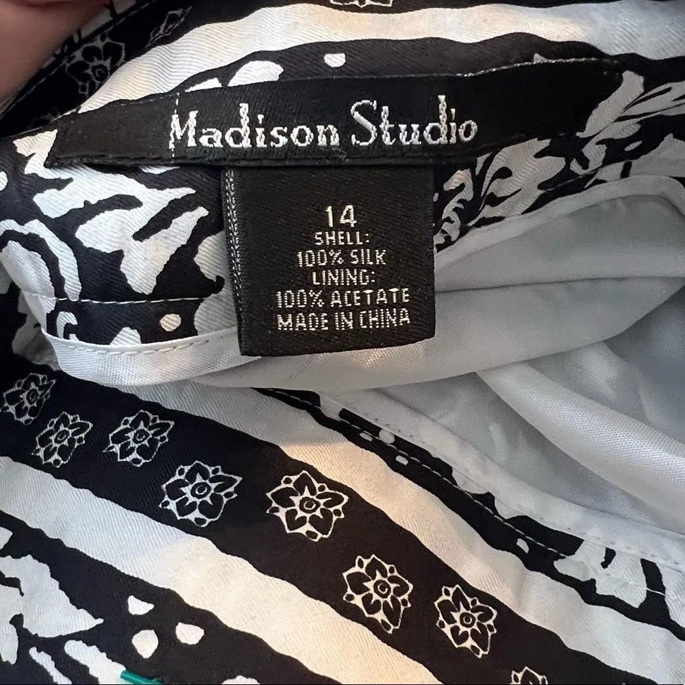 Vintage Madison Studio Silk Skirt‎ Black Size 14 - Image 6