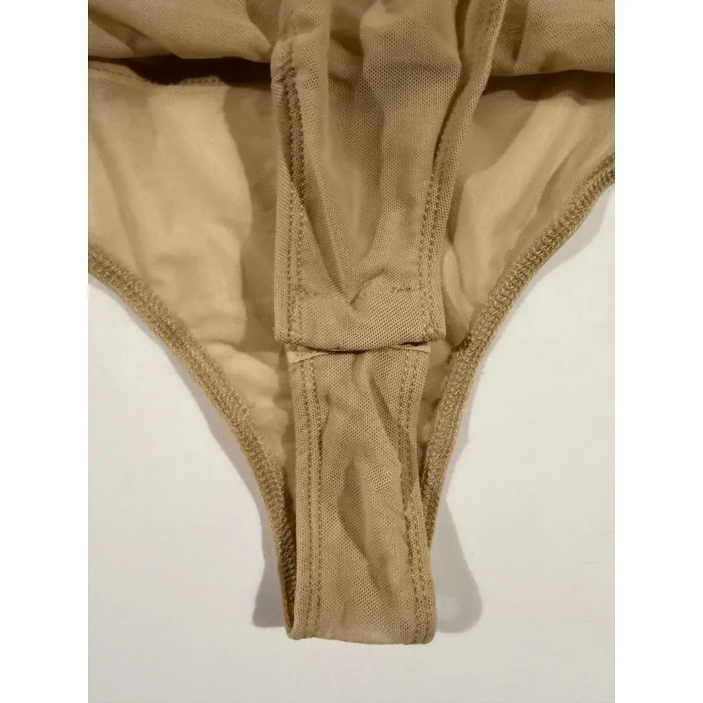 Lulus XS Embroidered Floral Mesh Bodysuit Beige Nude Sheer Corset Bustier Style - Image 4