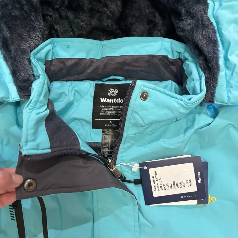 Wantdo Women's Size L Waterproof Ski Jacket Windproof Rain Snow Blue Size L - Image 4