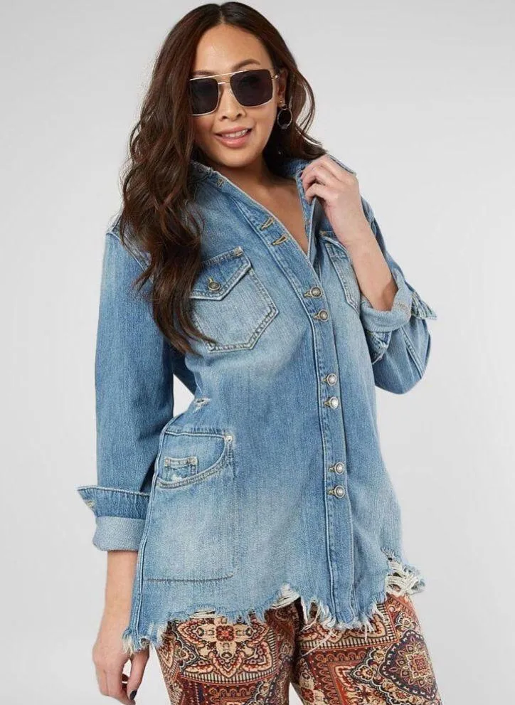 MOONCHILD SHIRT DENIM 100% Cotton Jacket sz M - Image 5