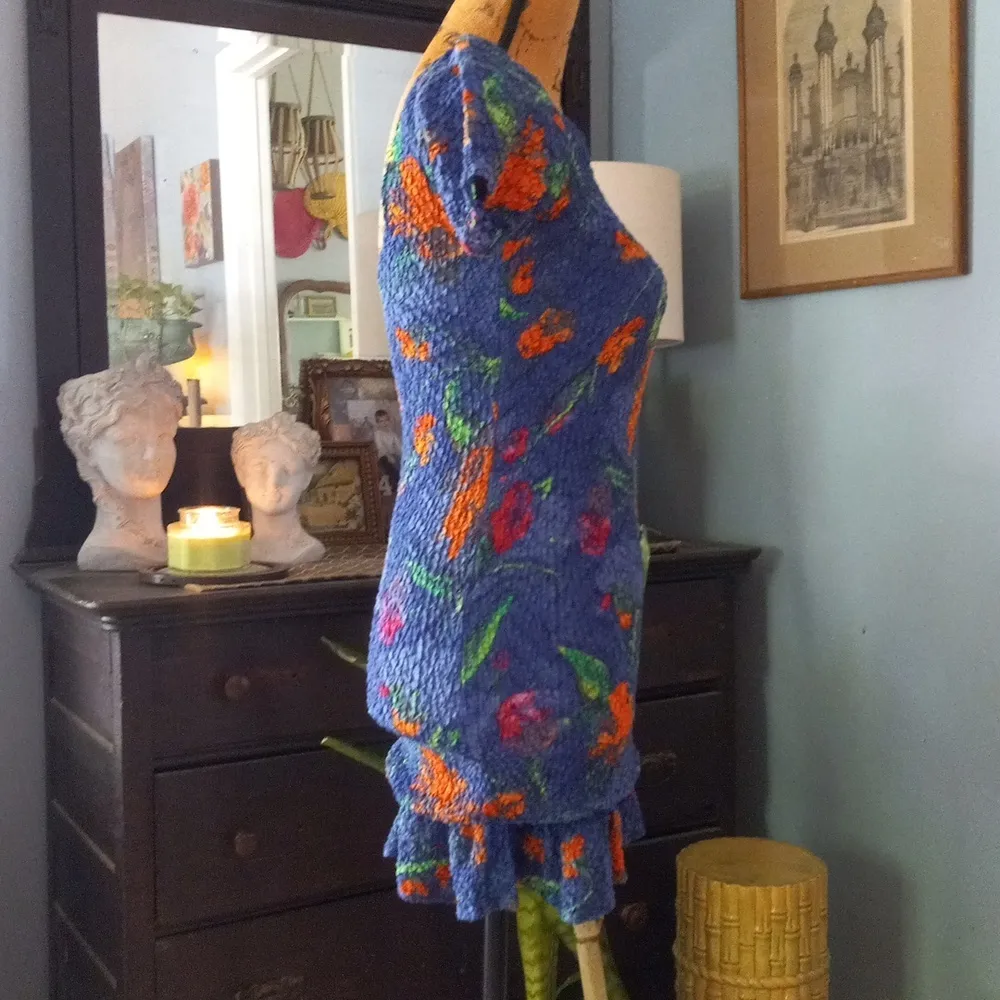 Free People Kenny Stretch Mini Dress in Majolica Blue Floral - Image 8