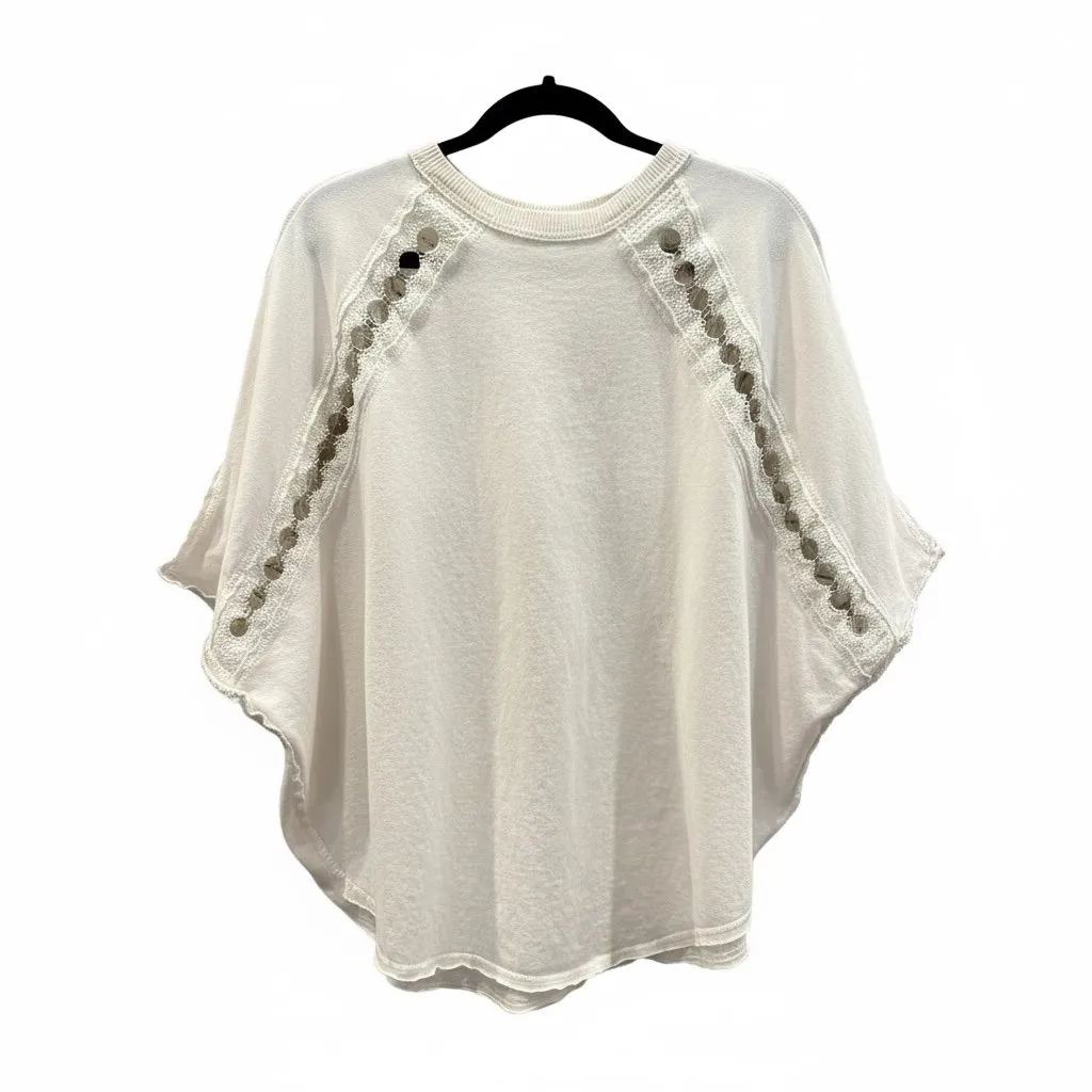 Sz Medium Free People Rough Around the Edges 100% Cotton Top in White/Cream - Image 5