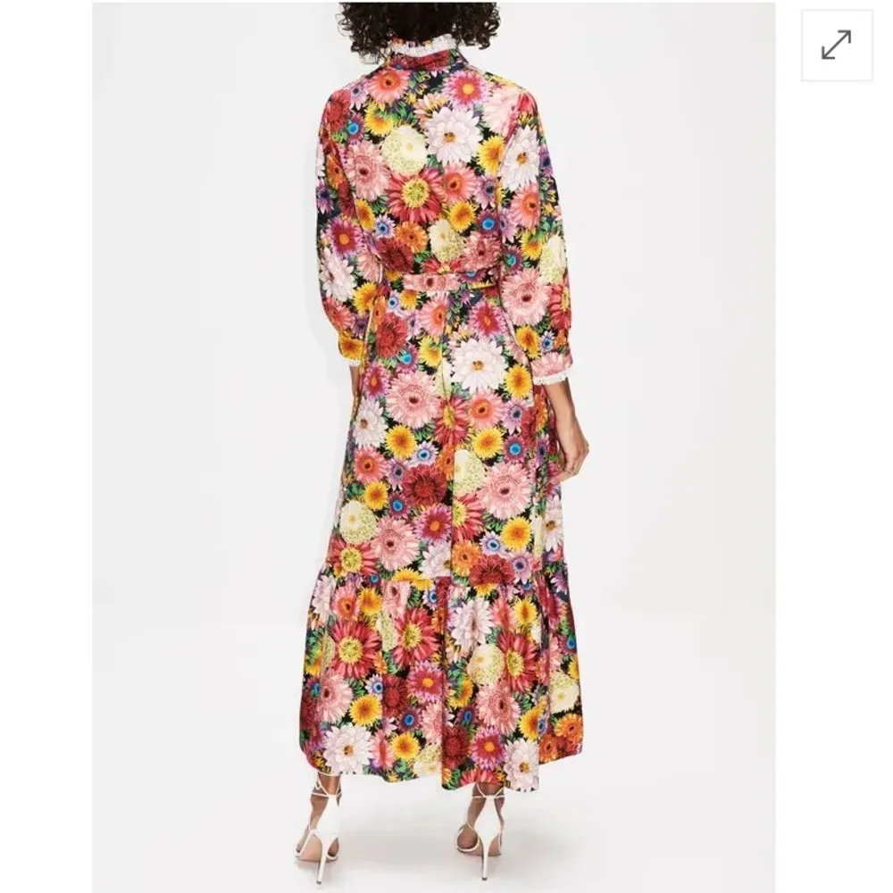 BORGO DE NOR Marni Floral Print Shirt Dress Over The Rainbow Flounced New Size 8 Pink - Image 3