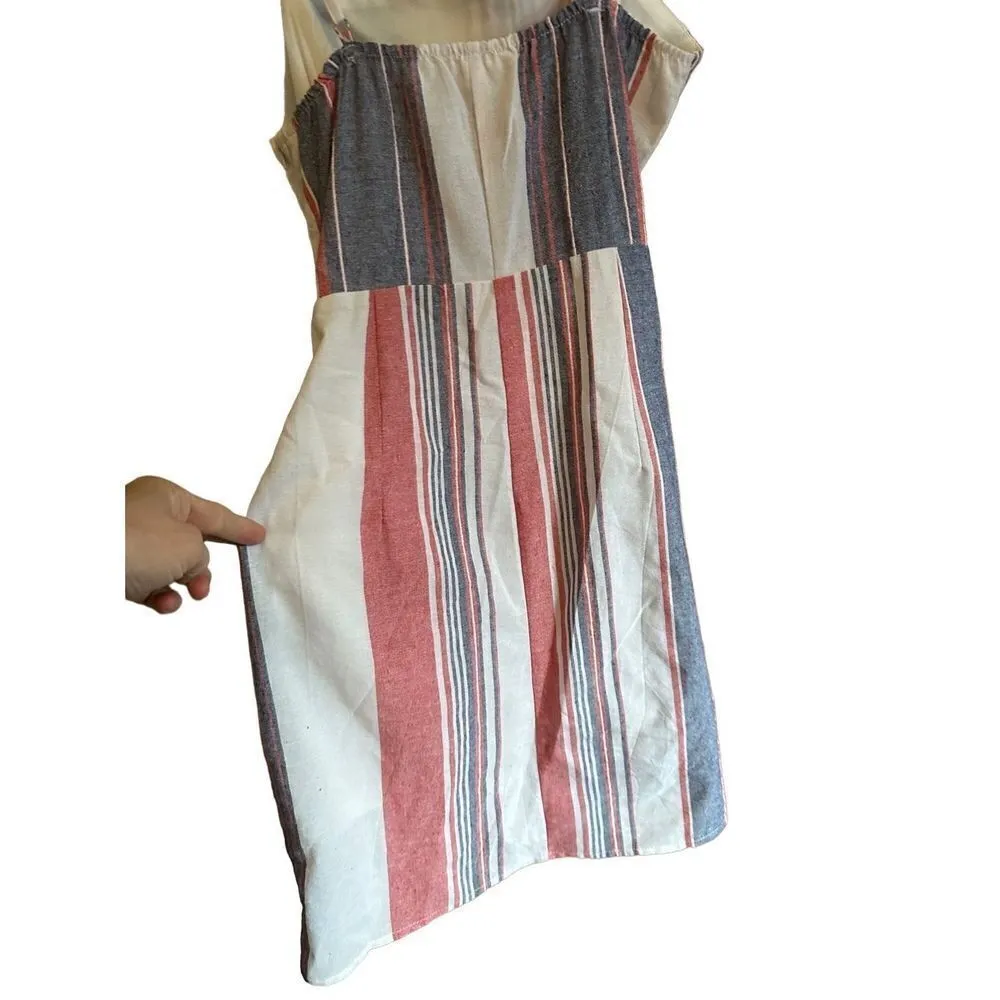 &Merci red white blue striped faux wrap sleeveless dress L NEW - Image 6