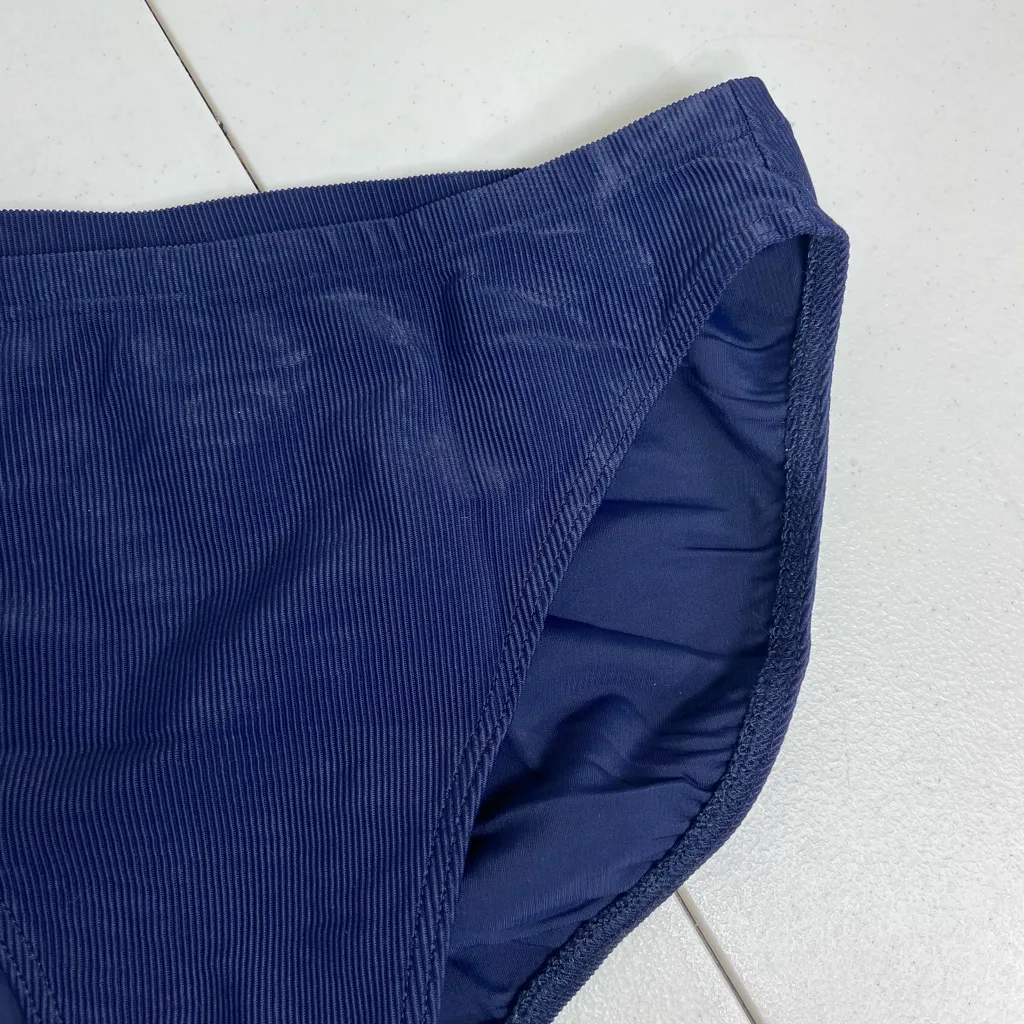 EUC Style & Co women’s navy blue stripe textured high‎ waisted stretch swimsuit - Image 2