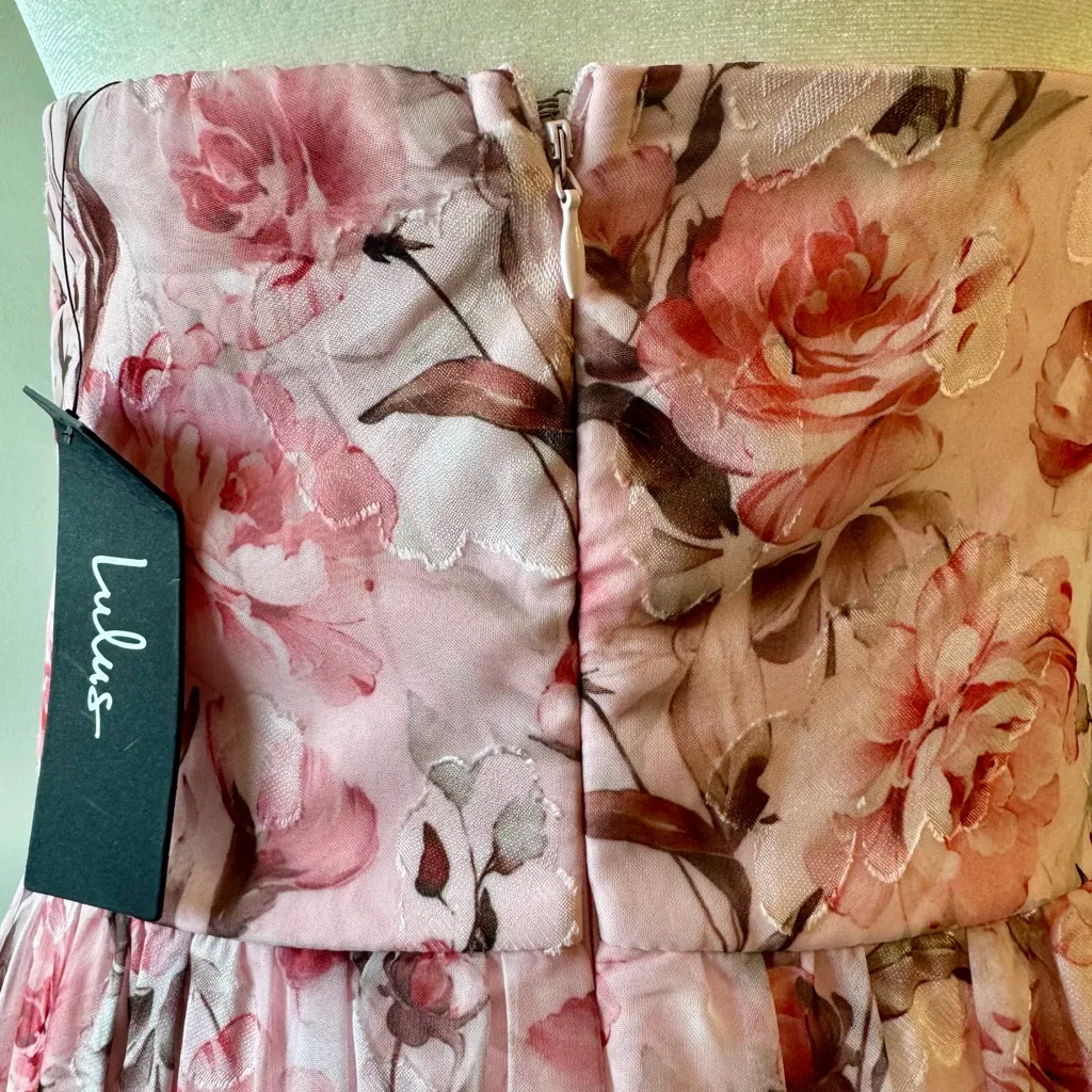 Lulu's Special Moment Strapless Bustier Pink Floral Maxi Dress Size XL NWT - Image 11