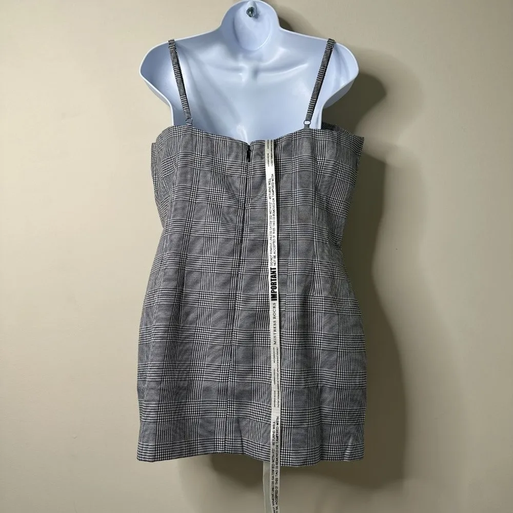 Mistress Rocks 'WARNING' Black + White Checked Dress Women's Large NEW - Image 5