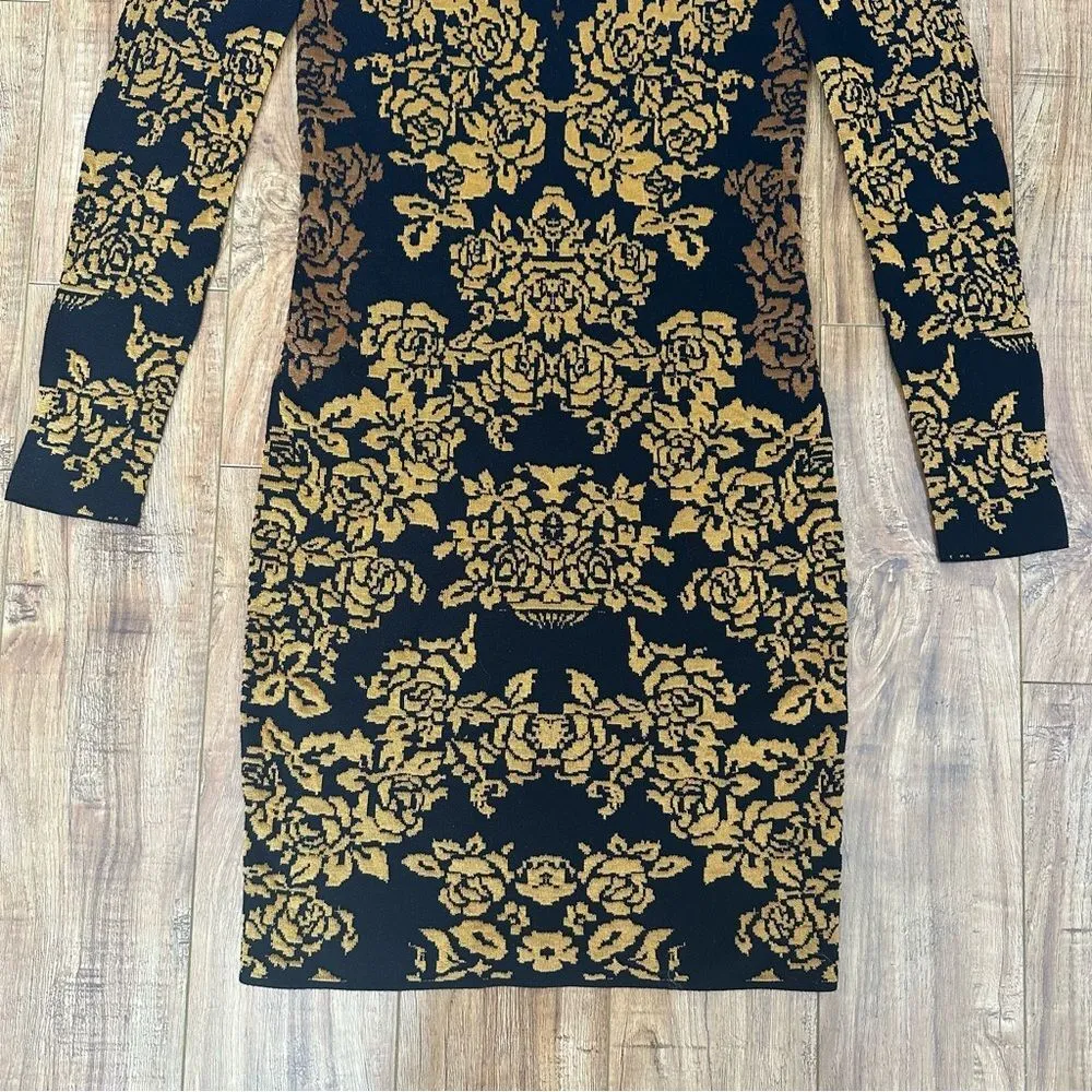 Torn by Ronny Kobo Mammie Bodycon Mini Dress in Floral Gold Combo Size Medium - Image 8