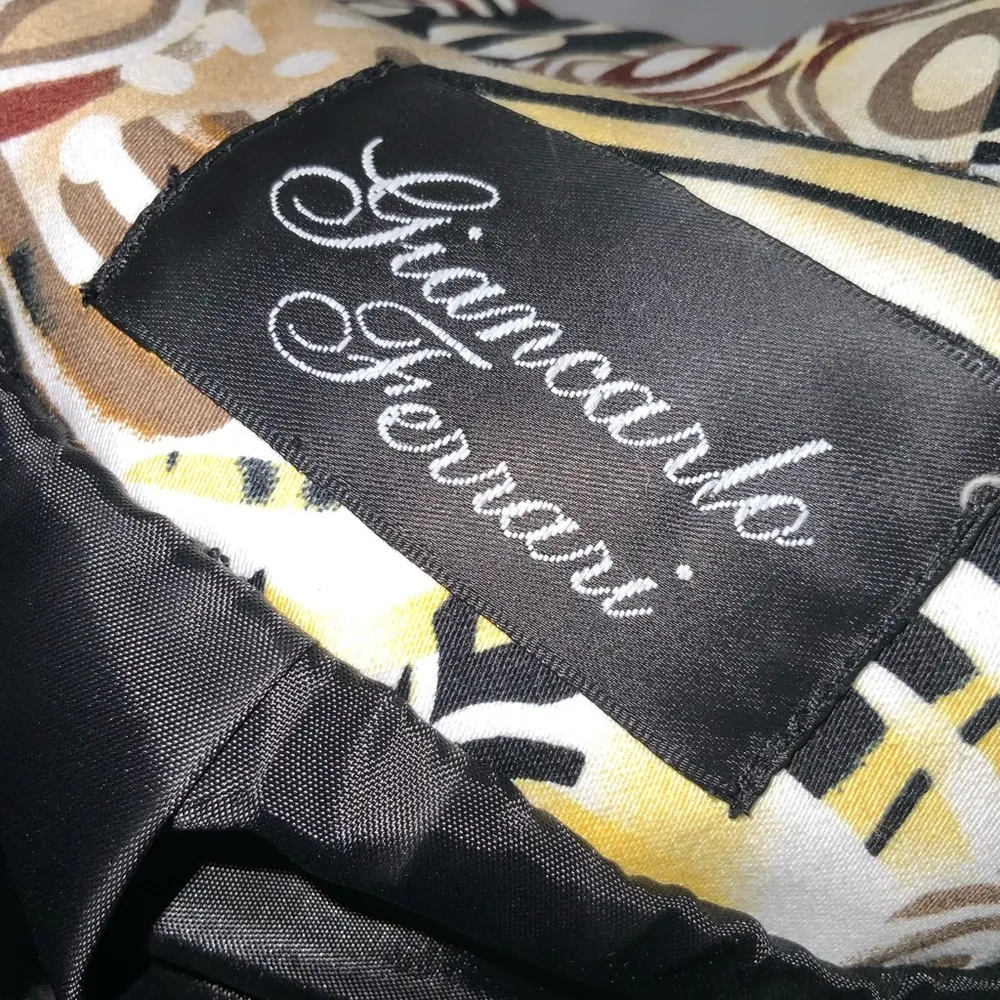 Vintage 80’s Giancarlo Ferrari Black Tan Animal Geometric Print Zip Up Jacket L Size L - Image 11