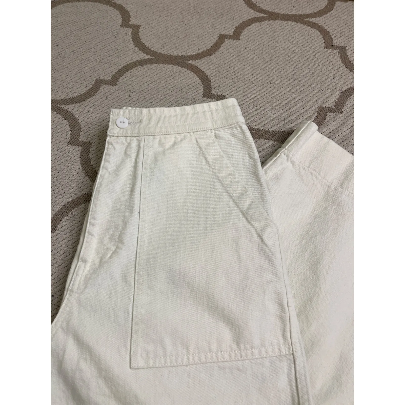 Wray Lake Butter Jeans, Size 4 High Rise Crop Cream Beige Elastic Waist Wide Leg - Image 14