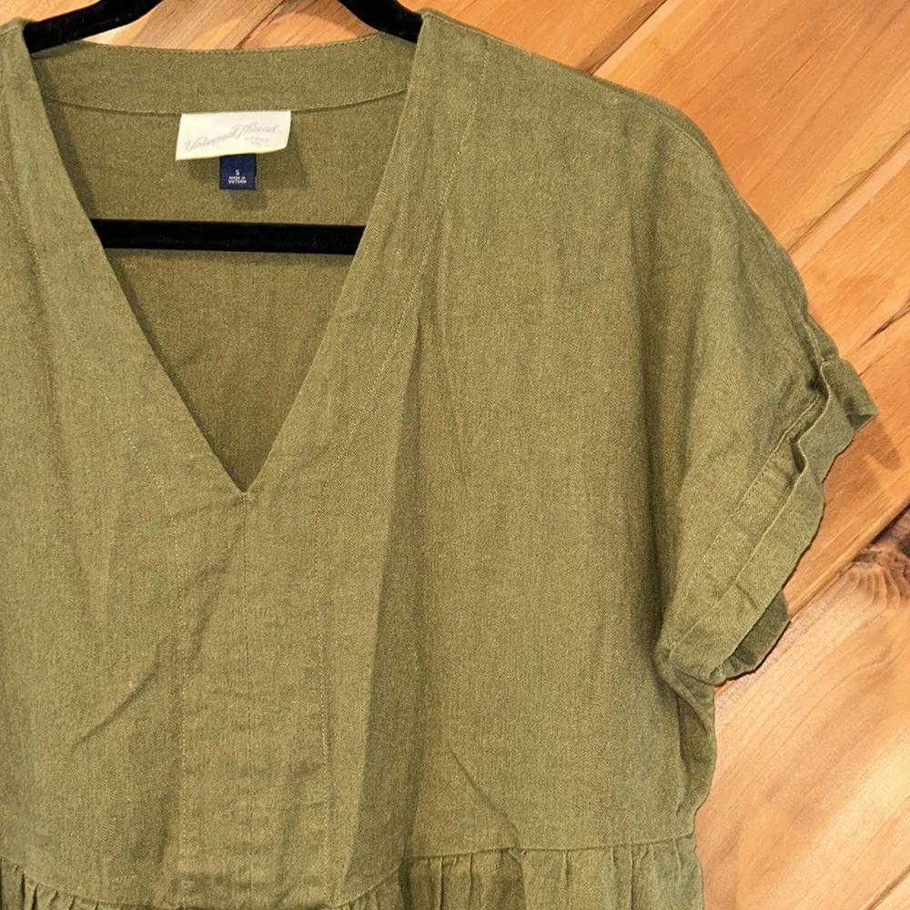 Universal thread olive green linen shirt dress - Image 3
