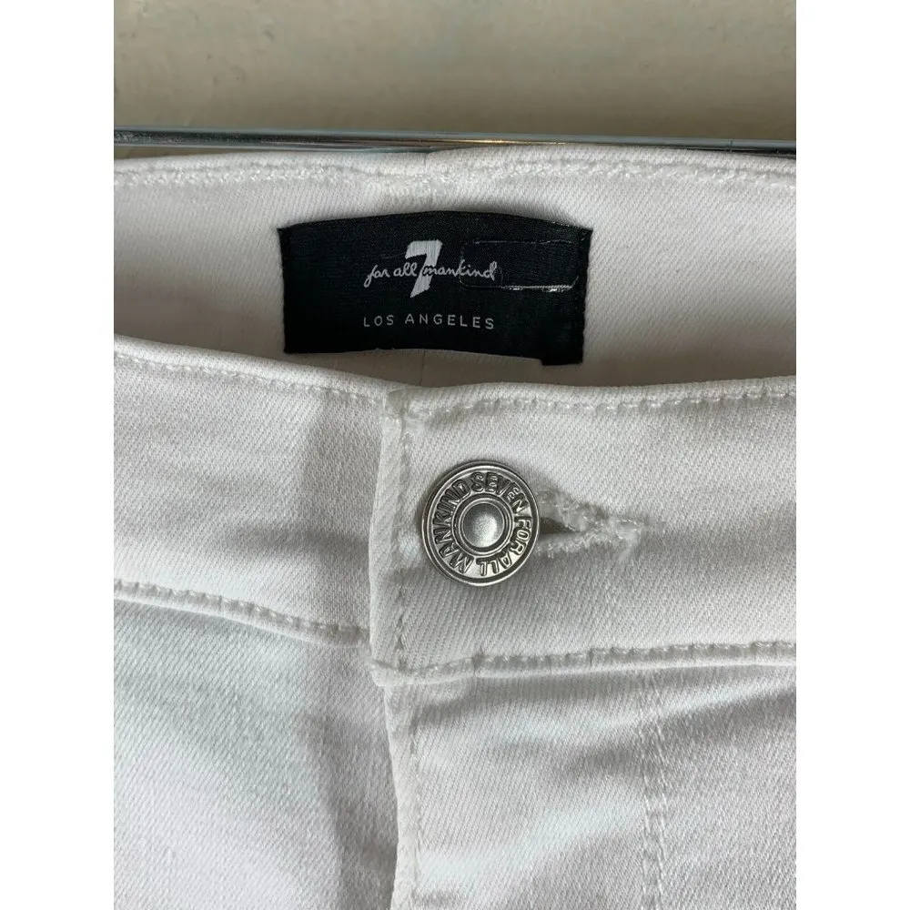 7FAMK White The High Waist Ankle Skinny Jeans Size 32 7 For All Mankind - Image 4