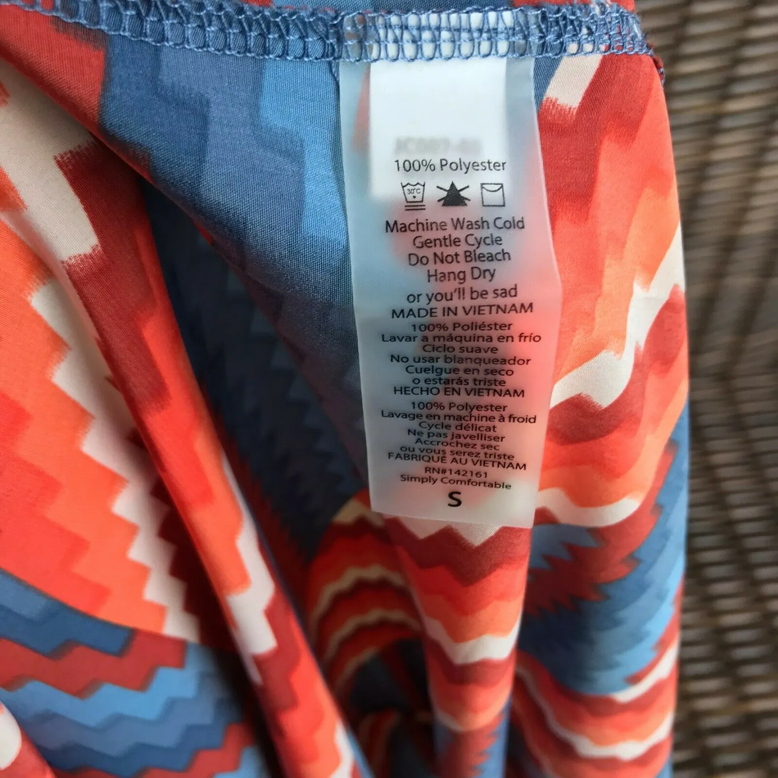 LuLaRoe Womens Duster Sz S Joy Long Vest Blue Orange Southwest Look Artsy Silky‎ - Image 7
