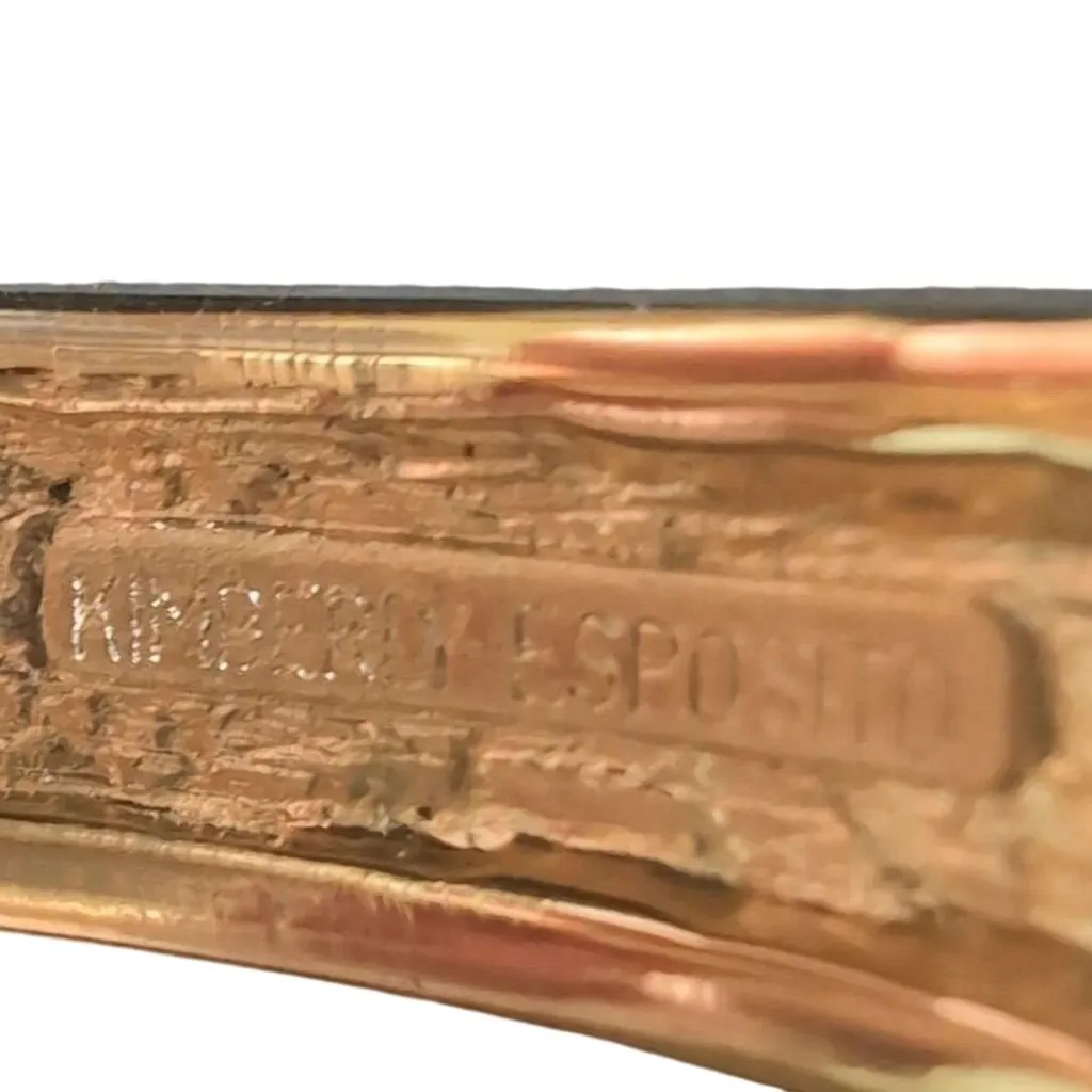 Esposito SilverEnamel Engraved Hinged Bangle Bracelet Signed Silver - Image 4