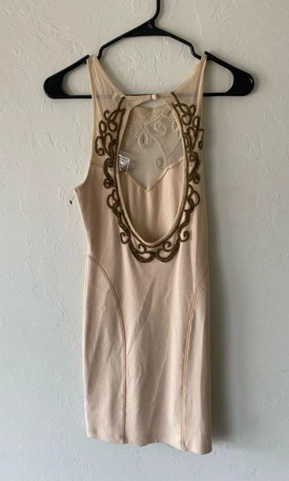 Free people off white cream ivory bodycon mini dress with beaded detail - Image 10