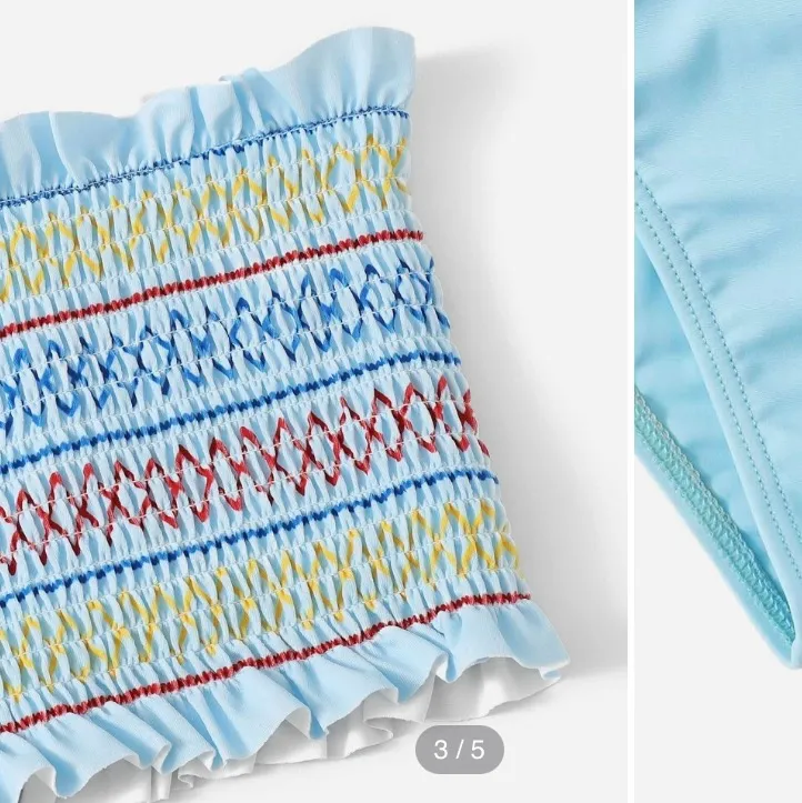 Smocked Bandeau With Frill Hem Bikini Set - Image 4